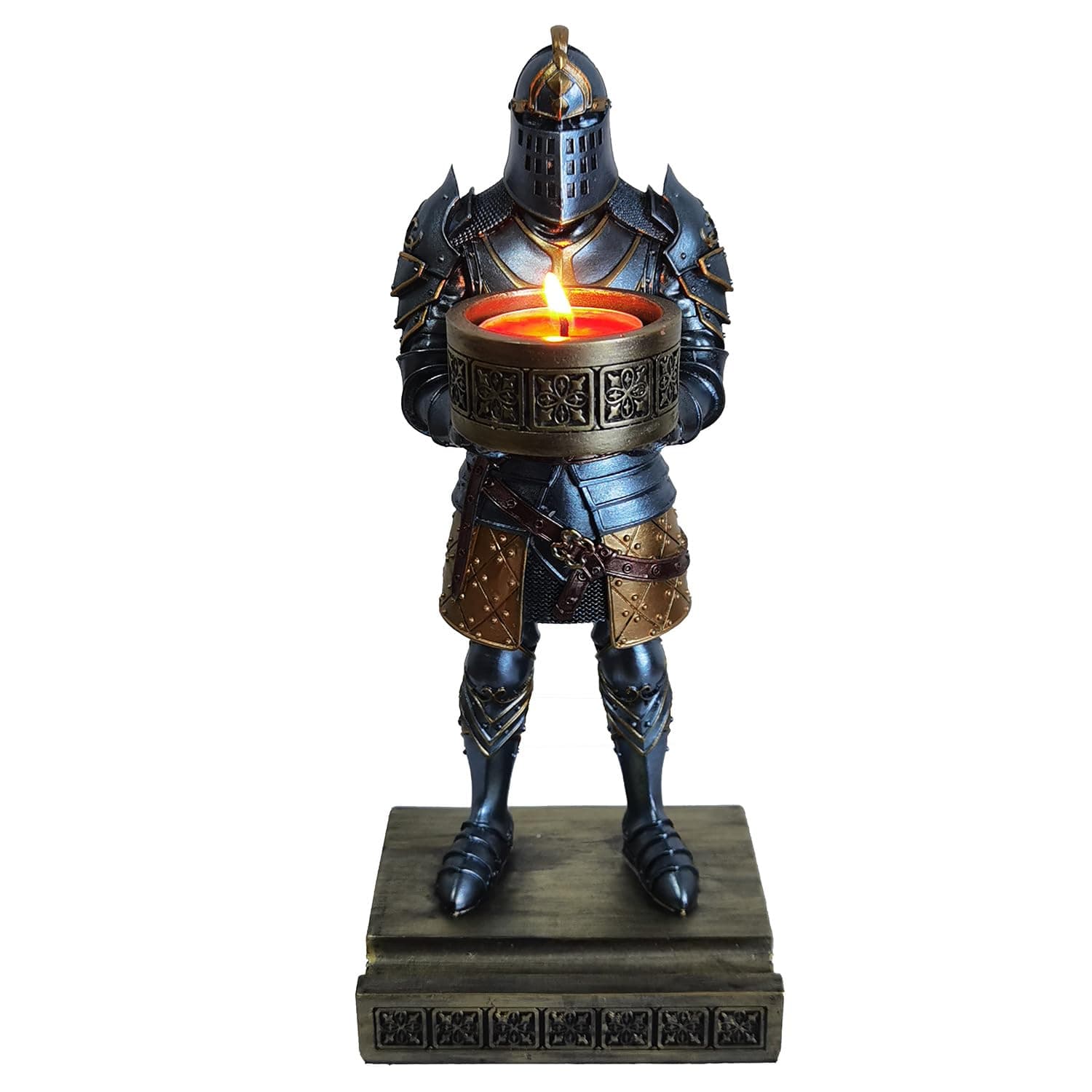 King's Guard Standup Knight Candlestick Holders Resin TeaLight Holder Warrior Mobile Phone Stand Pen Holder Candle Holder for Restaurant, Altar, Home Table(Blue)