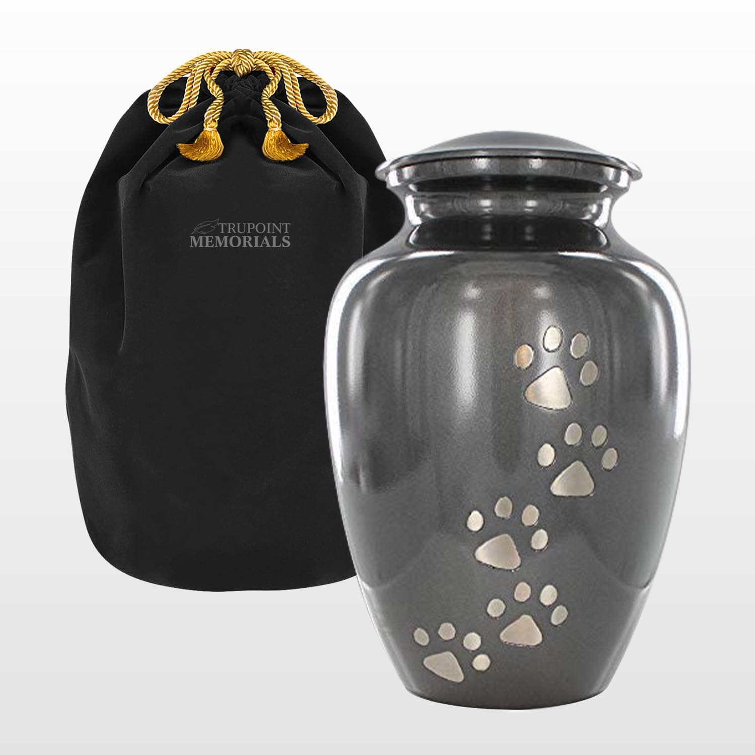 Trupoint Memorials Large Pet Urn for Dogs and Cats Ashes, Paws Print Grey Cremation Urns for Pets up to 122 lbs