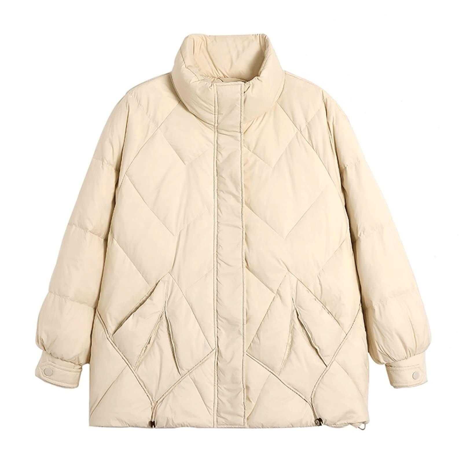 MEiiseoseoMEiiseoseo Womens Coat White Down Jacket Autumn And Winter New Loose Warm Ladies Thickened Coat High Value Casual Top Women (Size : S)