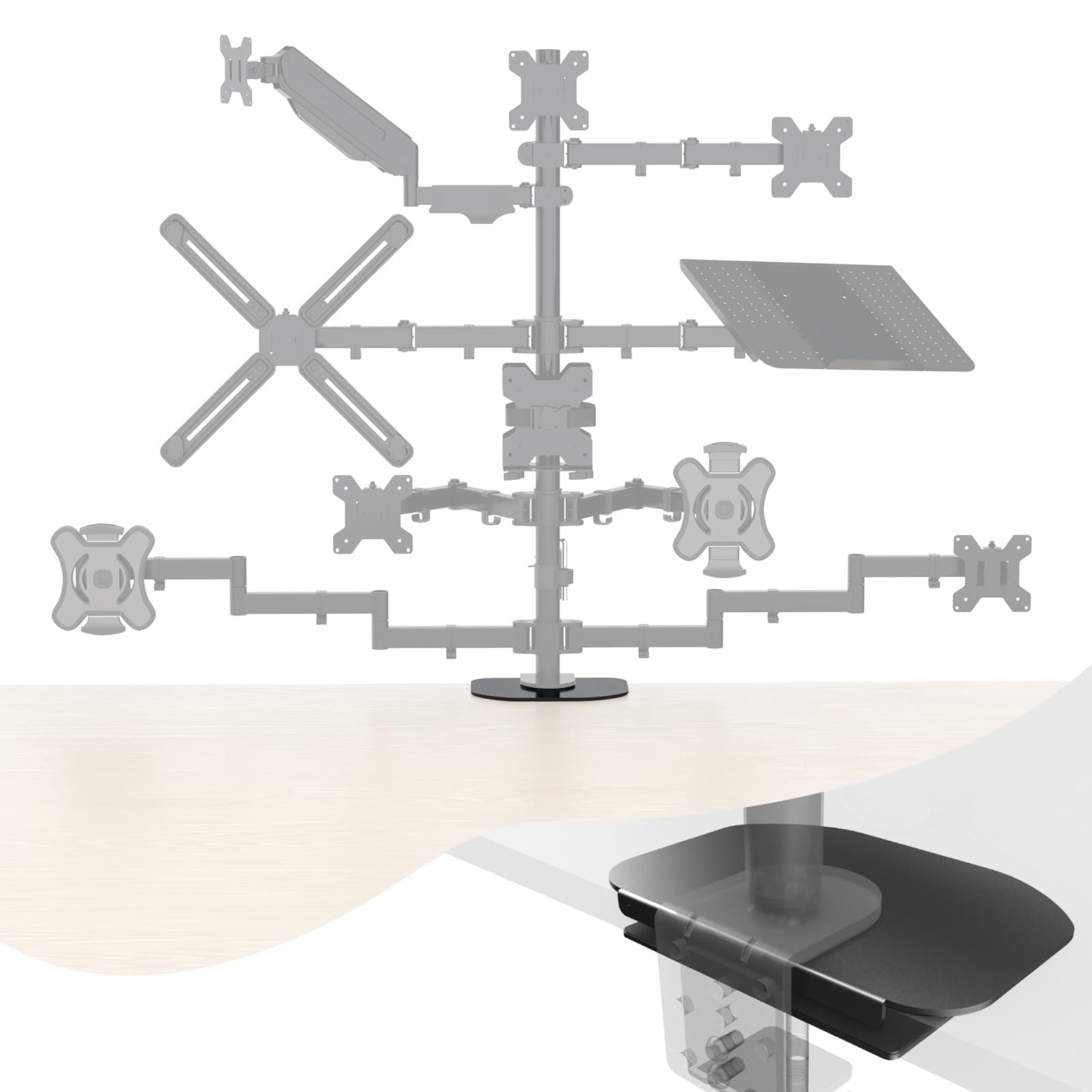 Steel Bracket Plate Reinforcement for Glass Desk, Fits Most Monitor Stand Grommet C Clamp Installation Hole Reinforcement