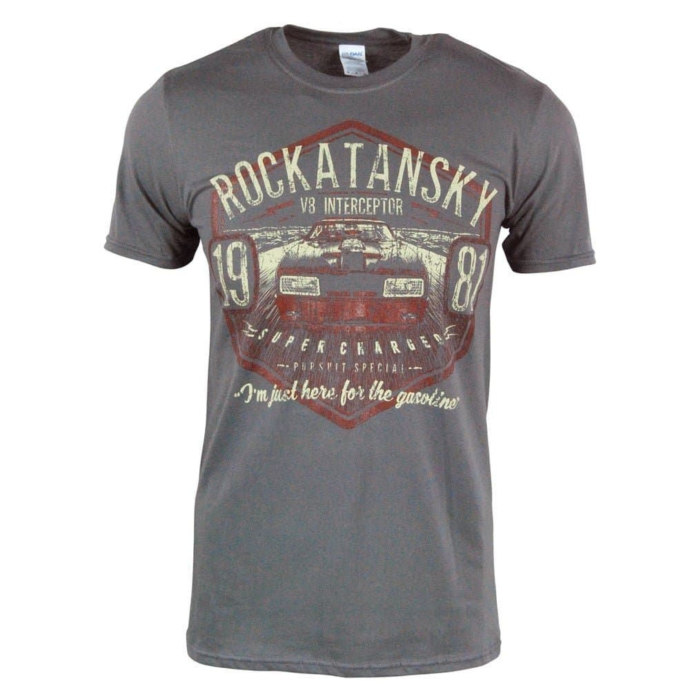Mens Rockatansky Interceptor Special Ford Falcon XB GT Coupe V8 Pursuit T Shirt Grey Small – Chest 34-36 Inches Gray/grey, White And Rust