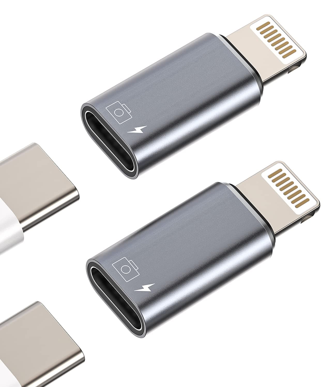 iPhone OTG Adapter USB C Female to Lightning Male(2Pack)Apple Charger Data Sync Dongle Type-c Camera Card Reader Flash Drive Keyboard Mouse U Disk Converter for 14 13 11 12 Pro Max Xr X Xs 8 7 Se Plus