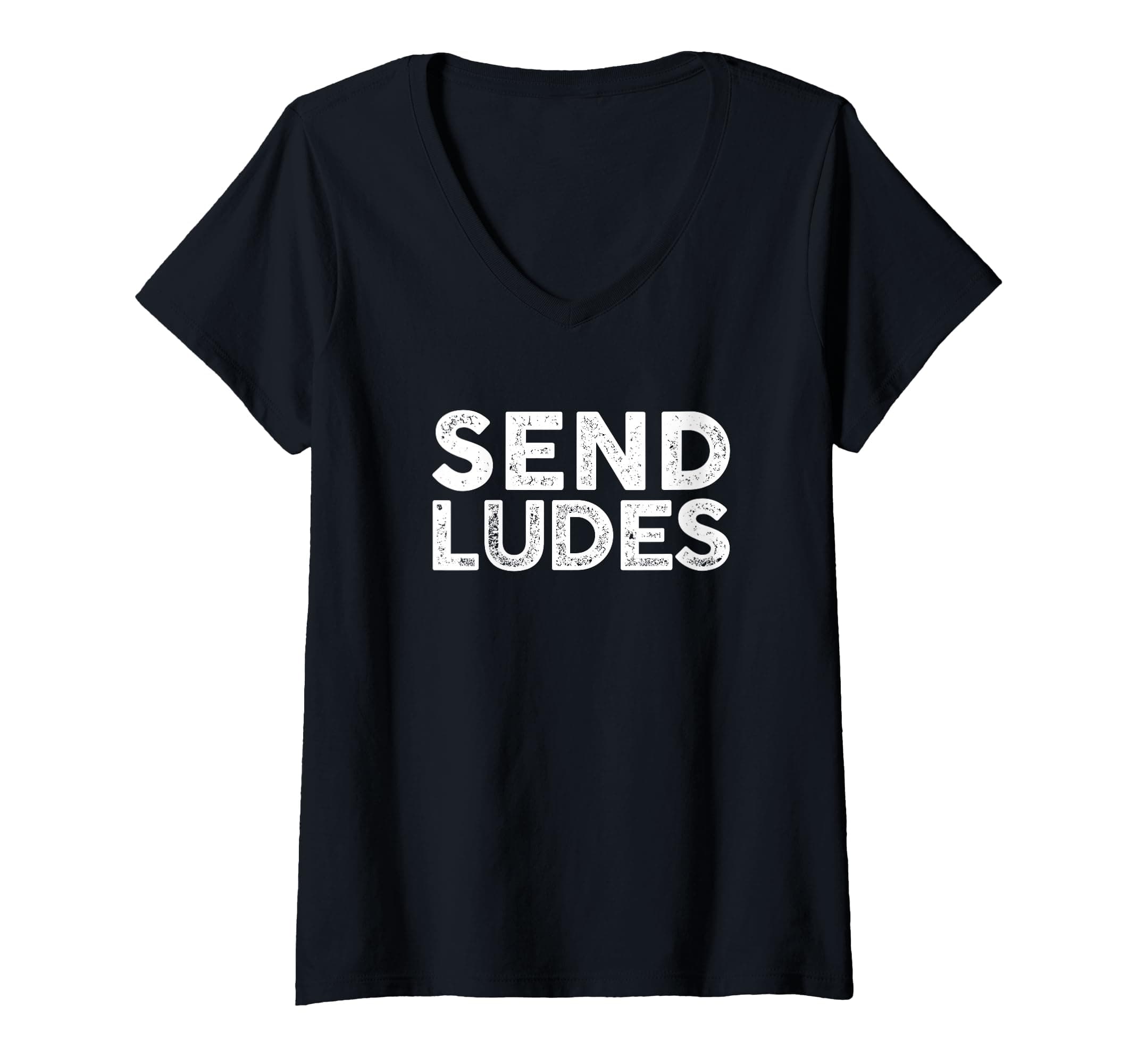 Womens Send Ludes Lemmon 714 Quaalude Humor V-Neck T-Shirt