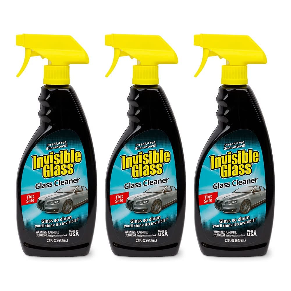 Invisible Glass 92164-3PK 22-Ounce Premium Glass Cleaner and Window Spray for Auto and Home Streak-Free Shine on Windows, Windshields, and Mirrors is Residue and Ammonia Free and Tint Safe, Pack of 3