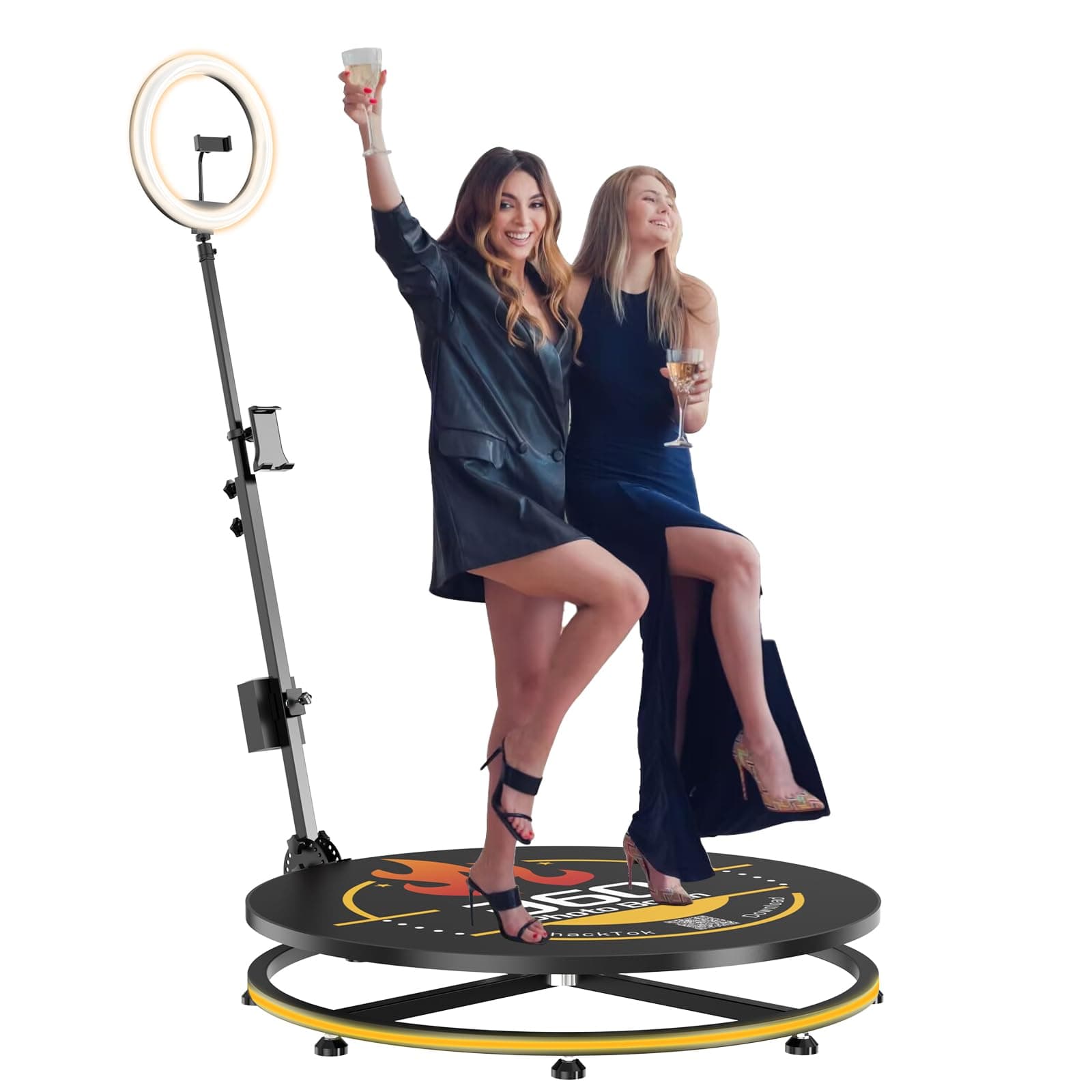 MWE 360 Photo Booth Machine for Parties with Extra Battery,Logo Customization,Software APP Remote Automatic 360 Spin Camera Booth (22'')