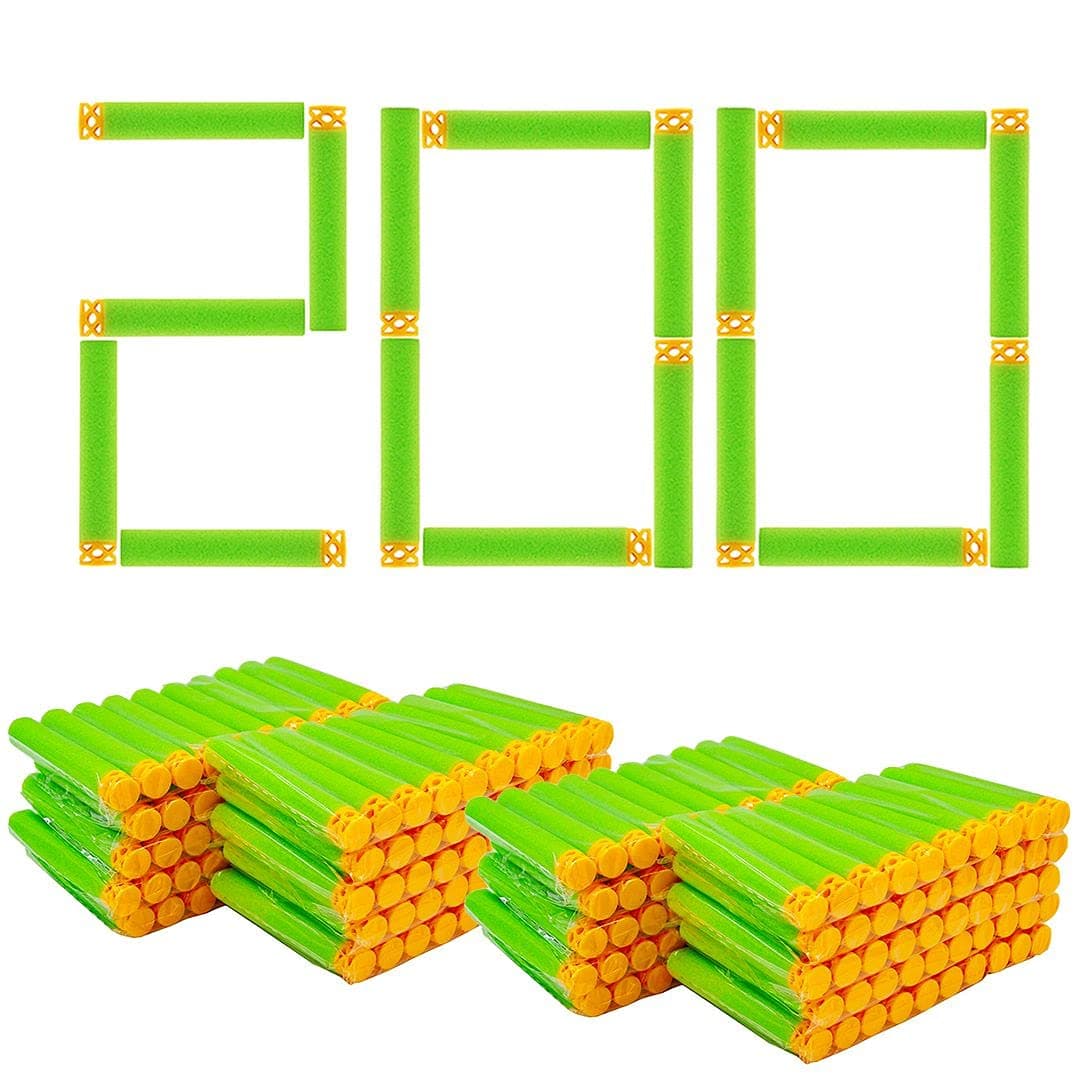 BOROLA 200Pcs Hollow Out Soft Foam Refill Waffle Darts Compatible for Nerf Elite Series Blasters(Green)