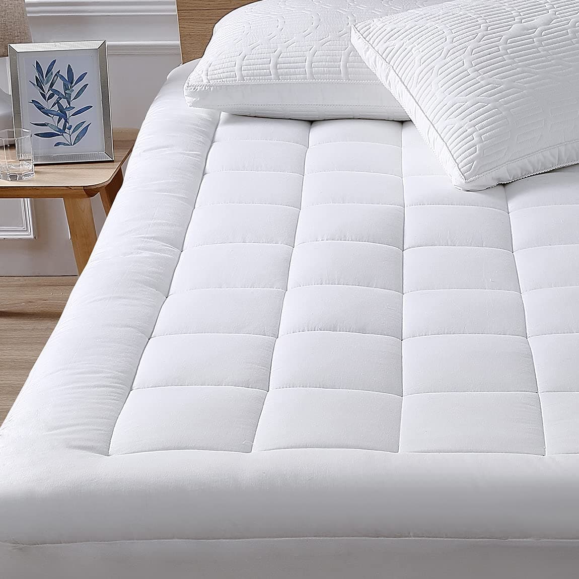 King Mattress Pad Cover Cooling Mattress Topper Pillow Top with Down Alternative Fill (8-21”Fitted Deep Pocket King Size)