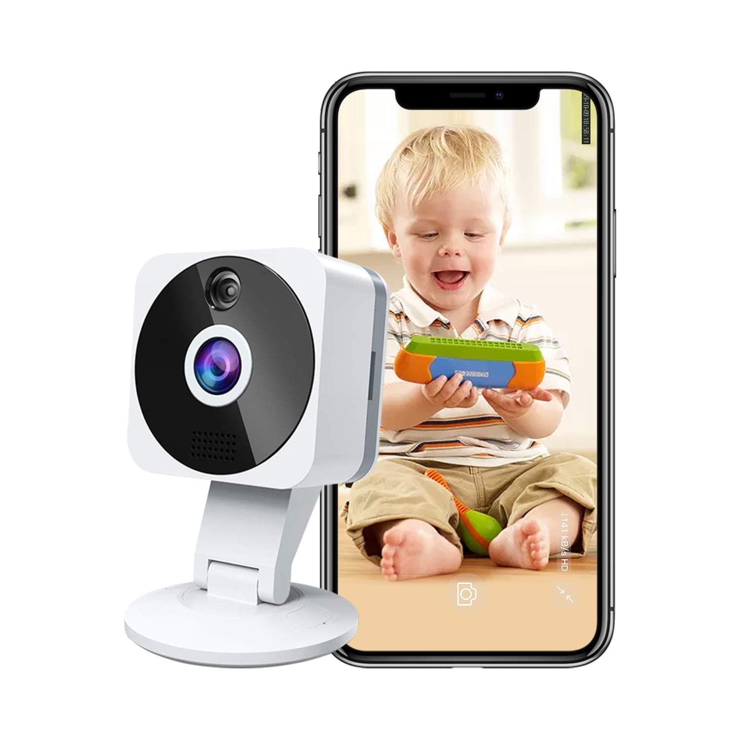 Wireless Smart Home Camera, 1080p HD Indoor 2.4G IP Security Surveillance System with Night Vision 2-Way Audio for Home Office Baby Nanny Pet Monitor with iOS, Android App