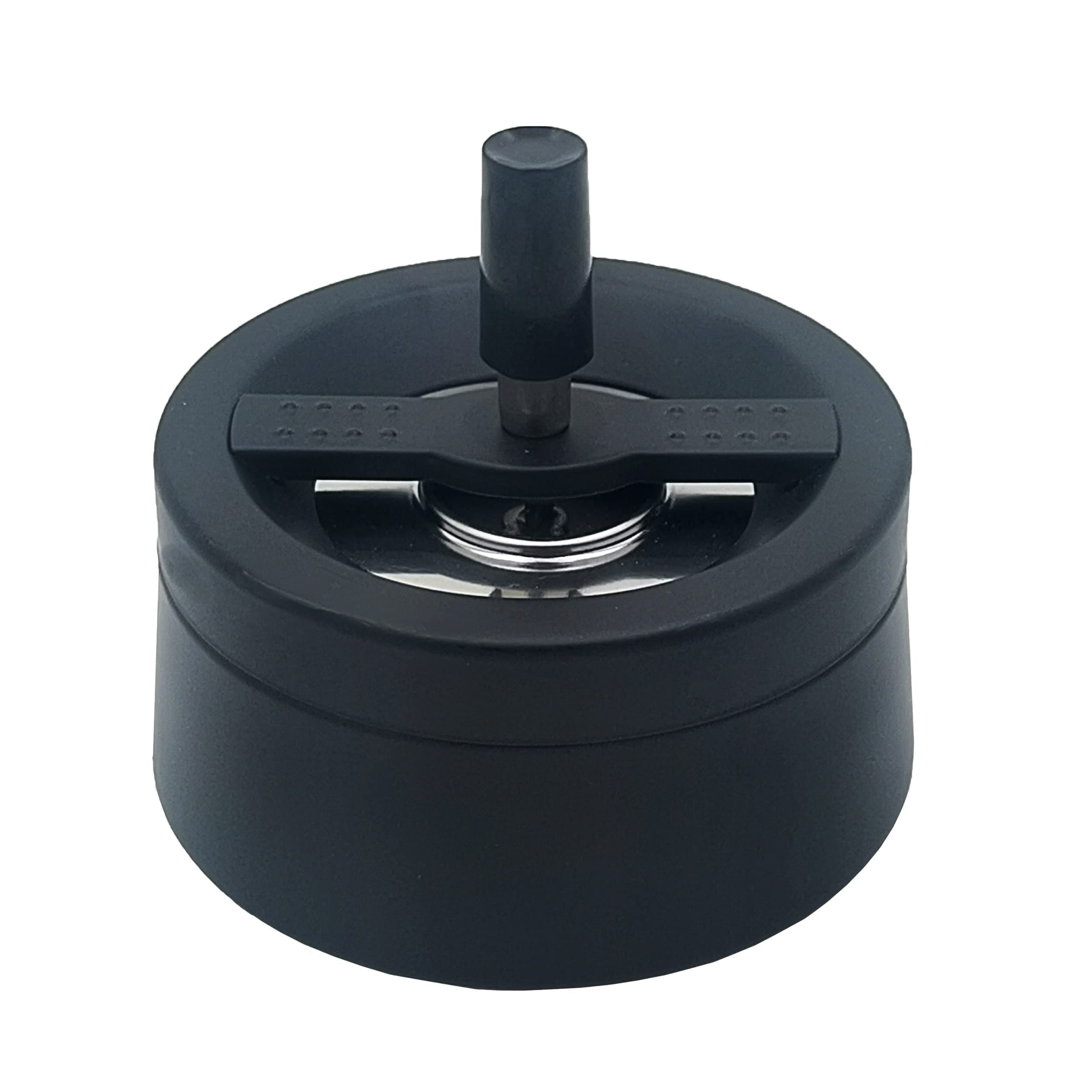 Quantum Abacus Round Windproof Ashtray/Rotary Ashtray Made of Metal, Diameter 12cm (4.7 inches), Colour: Black, Mod. 779-04