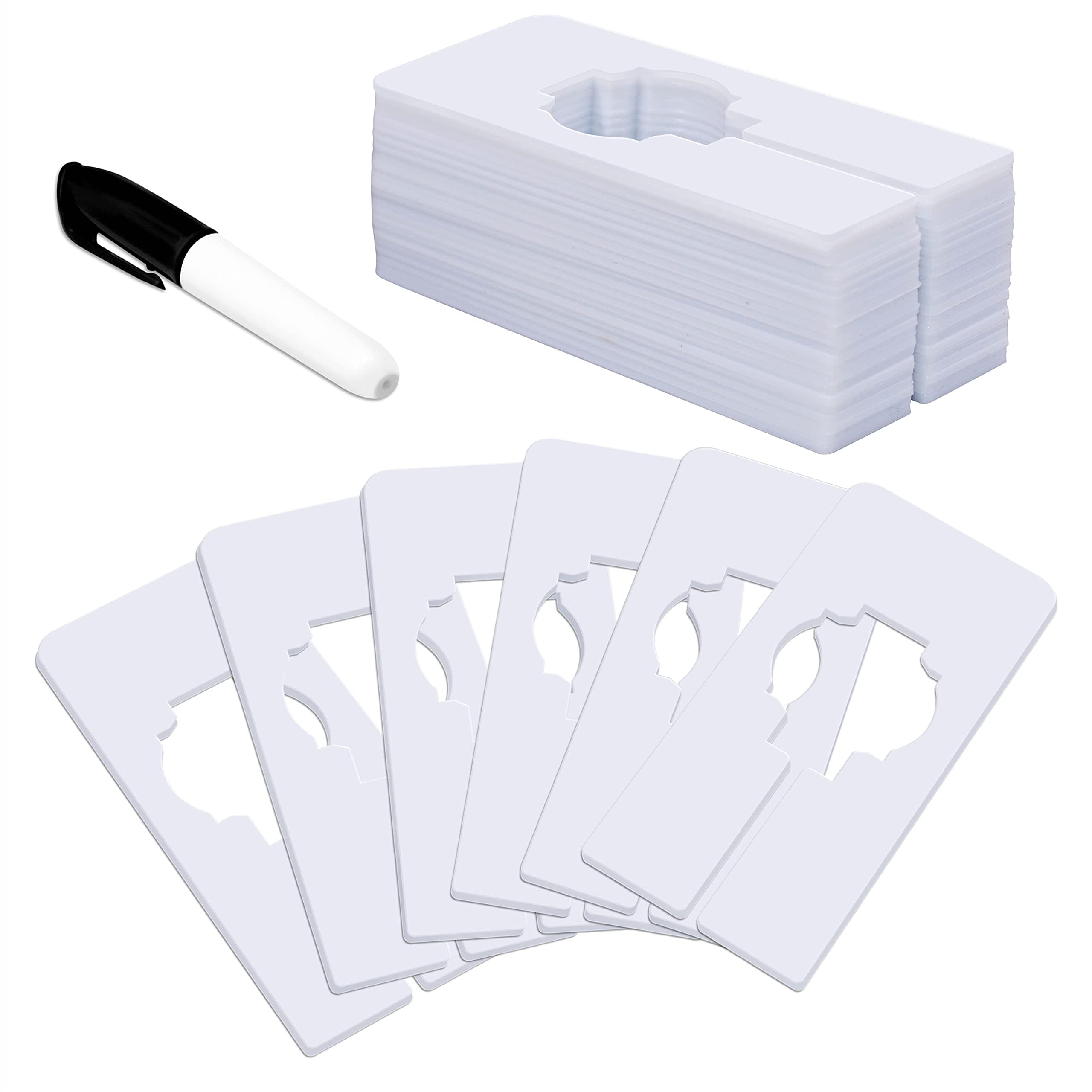 Vantasii 30 PCS Rectangular White Plastic Closet Dividers with a Bonus Marker, Writable and Reusable for Sorting Clothing Size, Color, Size 2” x 5.4’’(Inner Diameter 1.4”)