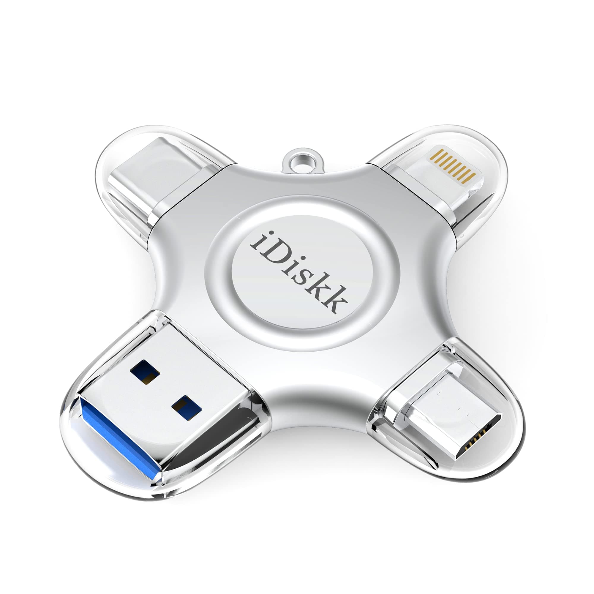 iDiskk【MFi Certified]】4in1 256GB Flash Drive for iPhone16/15 iPad Lightning Drive Multi Functional Memory External Storage for iOS and Android Samsung Phones Type c Devices and MacBook PC Autobackup