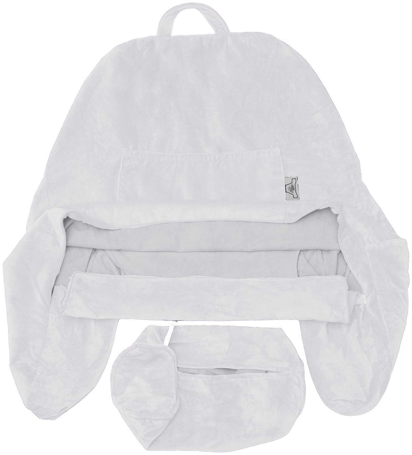 Husband Pillow XXL Cover Micro Plush Easy-Care Fabric Designed with Vibrant Long Lasting Color, Lush with Back & Side Pockets - Wide Large Zipper, Bed Rest Reading Pillowcase, White