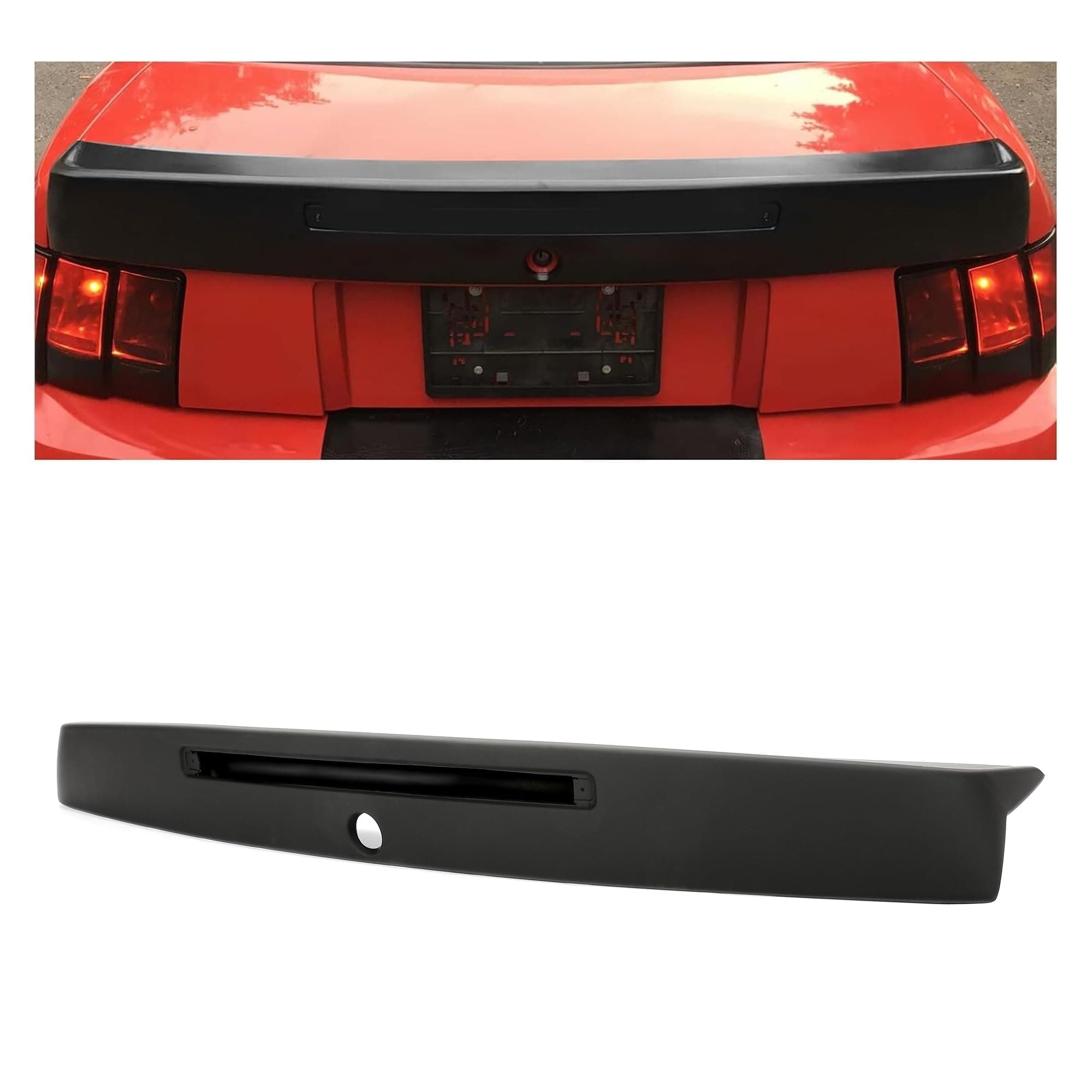 KUAFU Rear Trunk Spoiler Compatible with 1999-2004 Ford Mustang CBR Style Trunk Spoiler Lip w/Brake Light Hole, Cobra SVT Style Unpainted Black