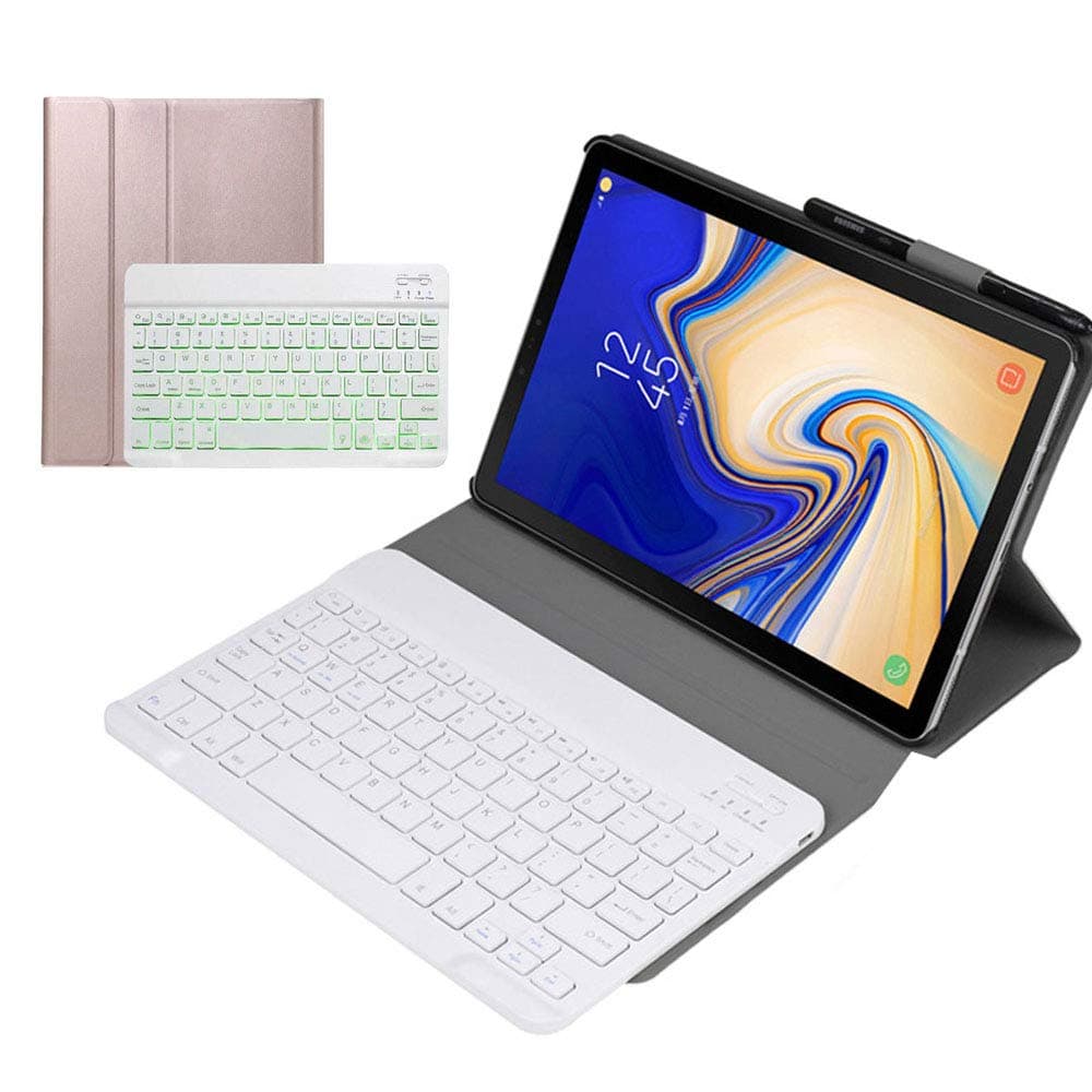 for Samsung Galaxy Tab S6 Keyboard Leather Case,Slim Lightweigh Folio Stand Cover with Backlit Removable Wireless Bluetooth Keyboard for Samsung Galaxy TAB S6 10.5 inch 2019 SM-T860 (Rose Gold)