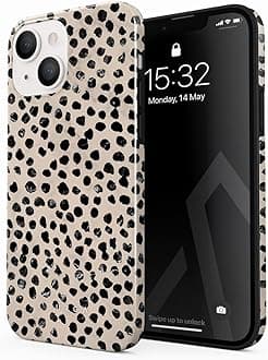 BURGA Phone Case for iPhone 14 - Cute, Trendy, Aesthetic, Pattern Phone Cover, Hard Shell Protection - fits Apple iPhone 14 Case for Women and Men, Almond Latte