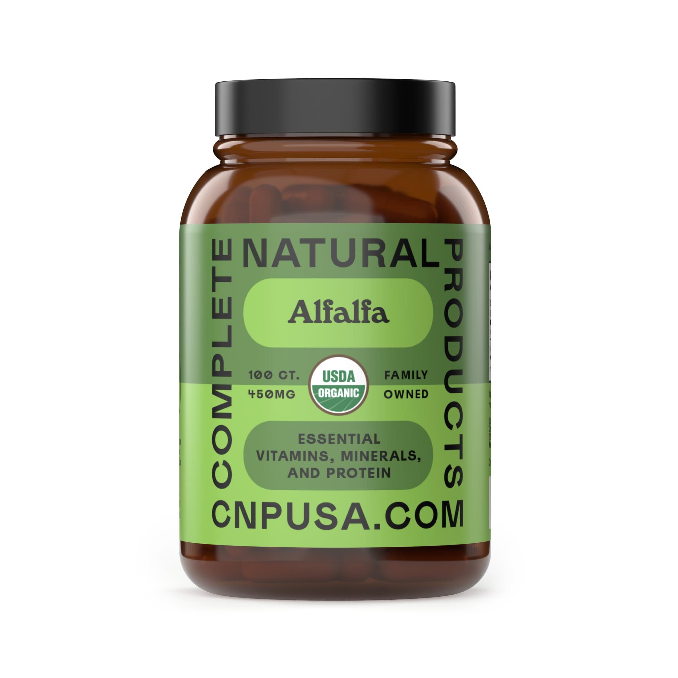 Pure Alfalfa Leaf - 100 Capsules - 450mg of Pure Dried Organic Alfalfa Leaf Powder in Veggie Capsules