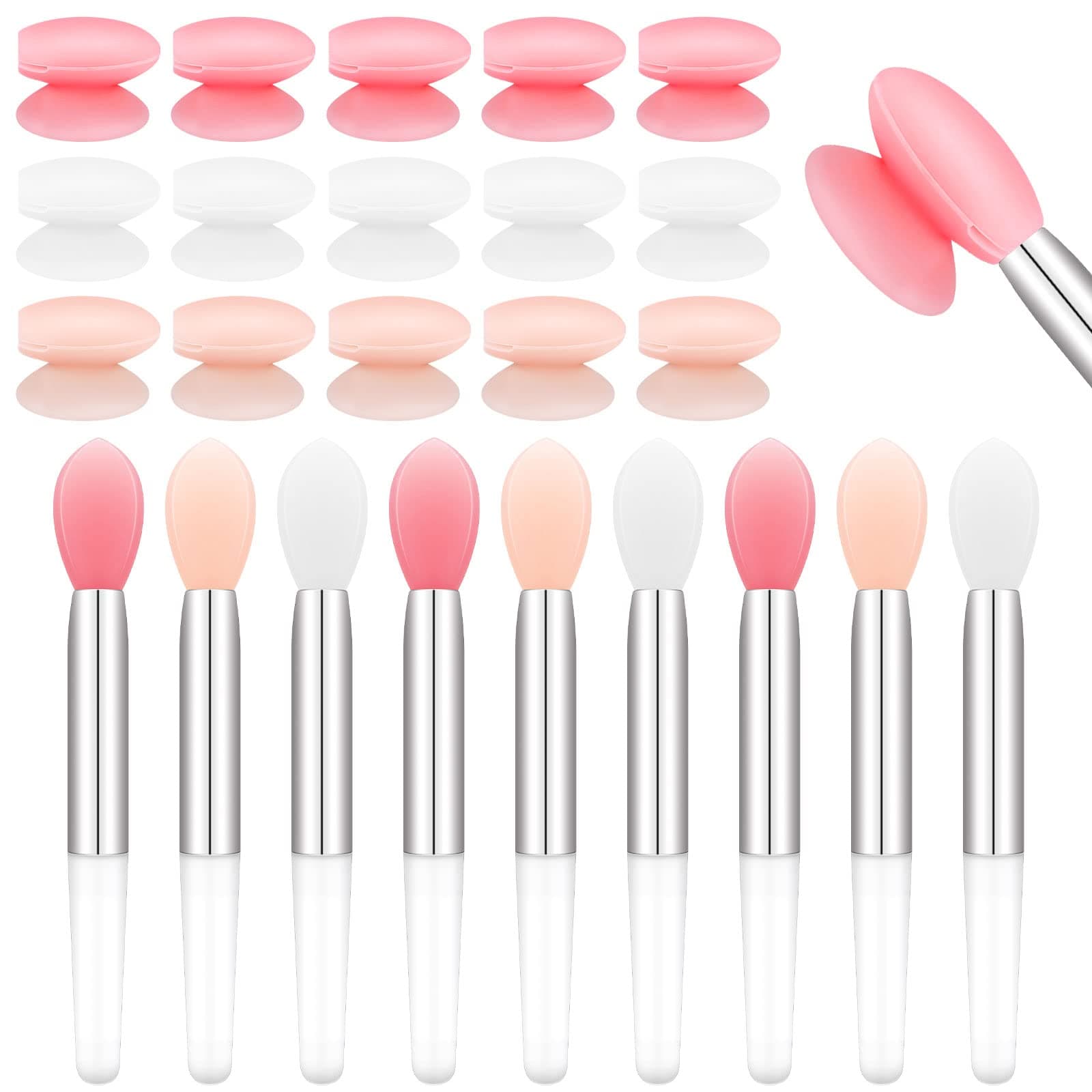 30 Pcs Silicone Lip Brush with Cover Lipstick Applicator Brushes Silicone Lipstick Brush Reusable Lip Applicator Silicone Makeup Applicator Lip Makeup Brush for Applying Cream or Eyeshadow, 3 Colors