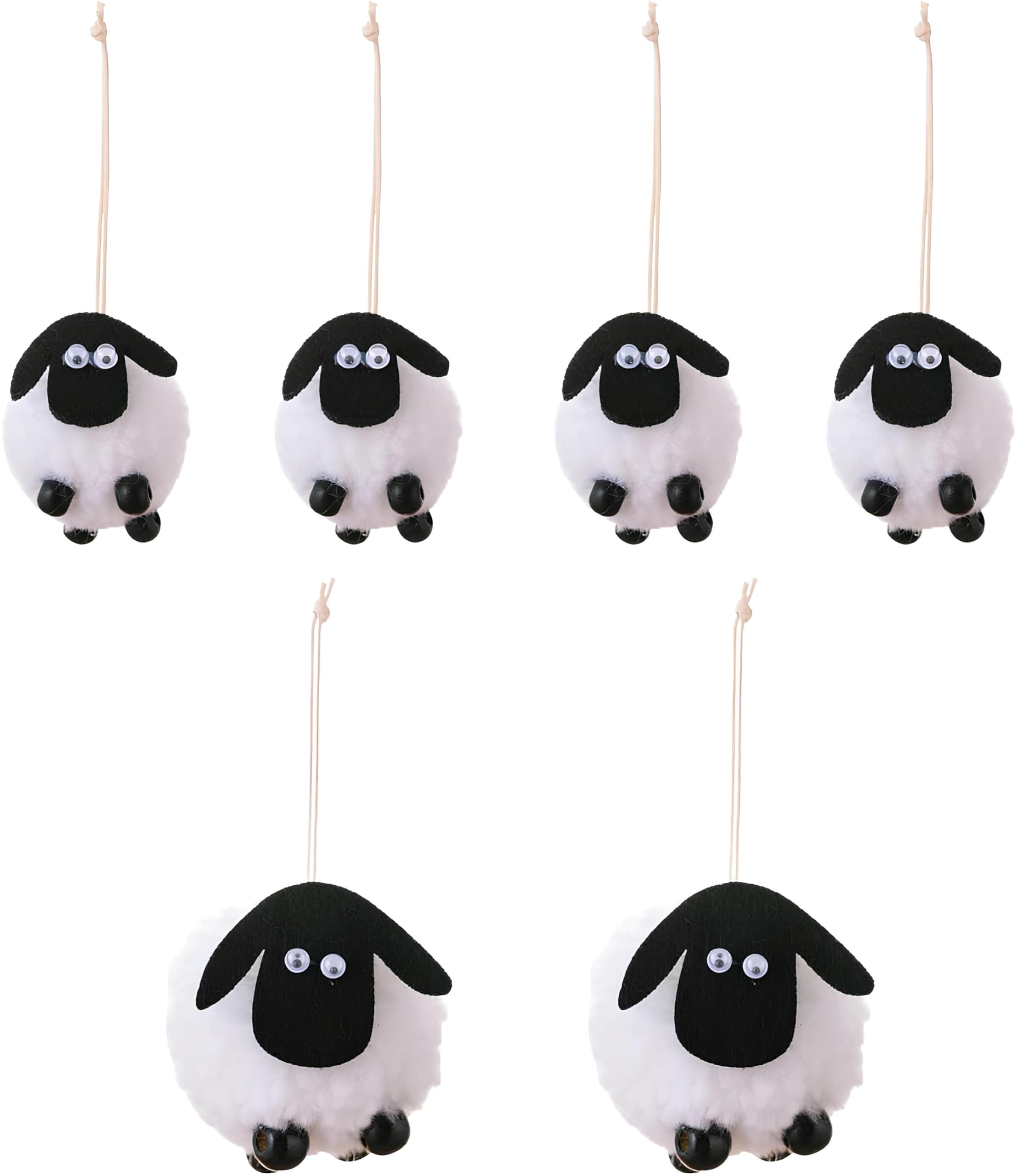 Small Stuffed Sheep Animal Decor Bulk Plush,Little Sheep Party Favors for Birthday,Christmas Tree,Halloween Celebration,Basket Stuffers,Lamb Ornament and Gifts. (6PCS)