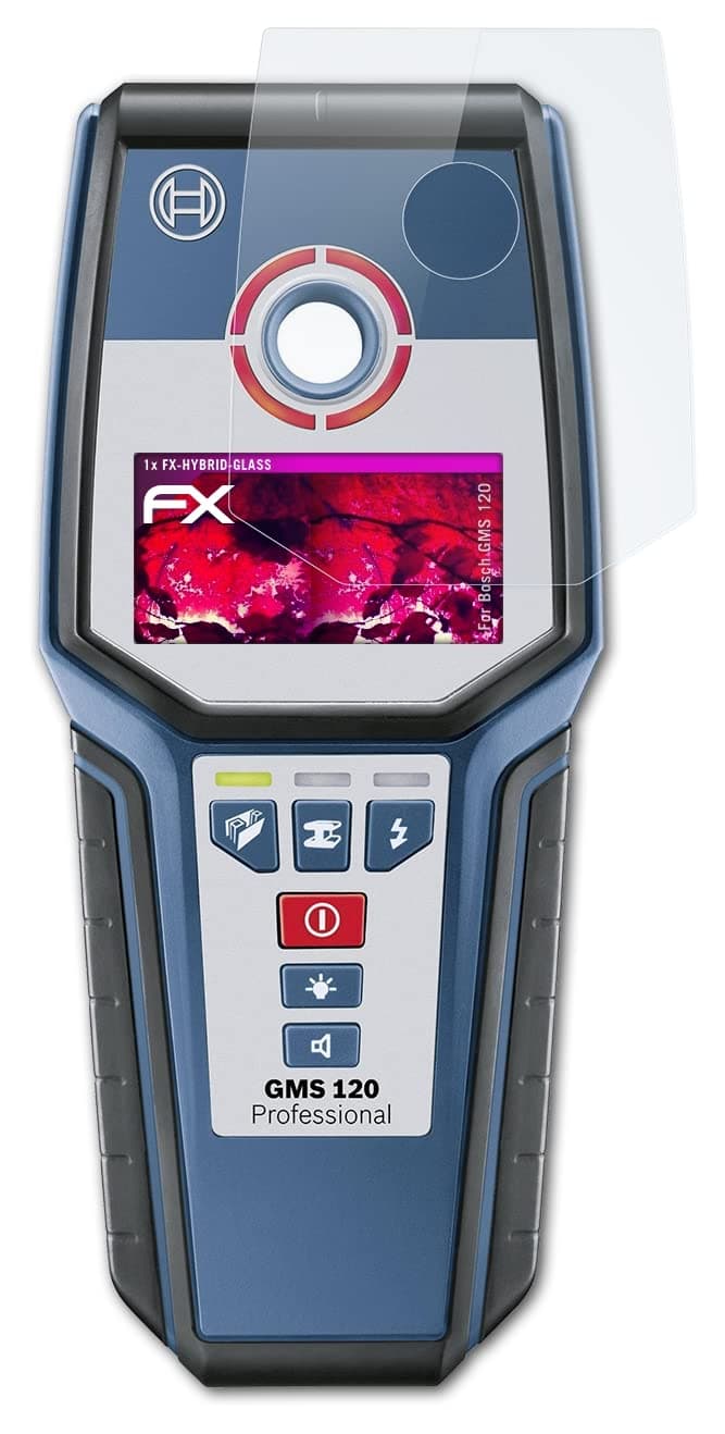 atFoliX Plastic Glass Protective Film compatible with Bosch GMS 120 Glass Protector, 9H Hybrid-Glass FX Glass Screen Protector of plastic