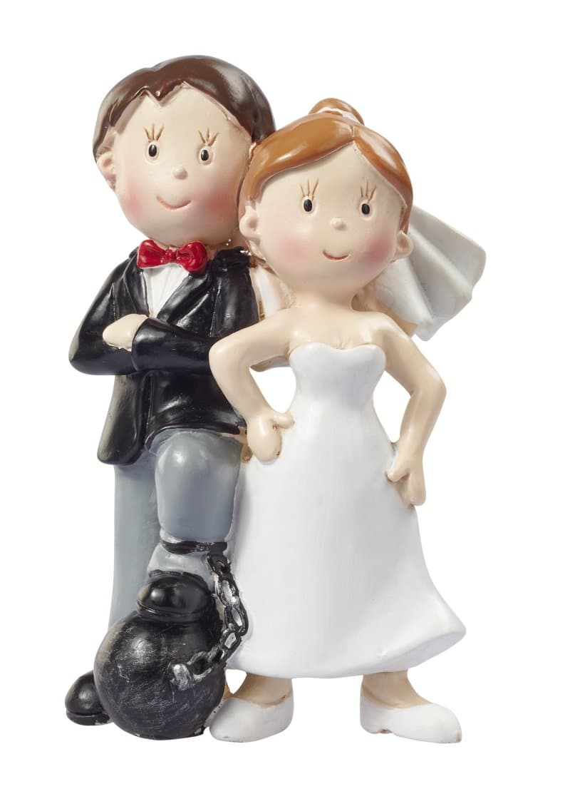 Bride and Groom with Shackle / Chain Cake Figures / Table Decoration / Cake Topper