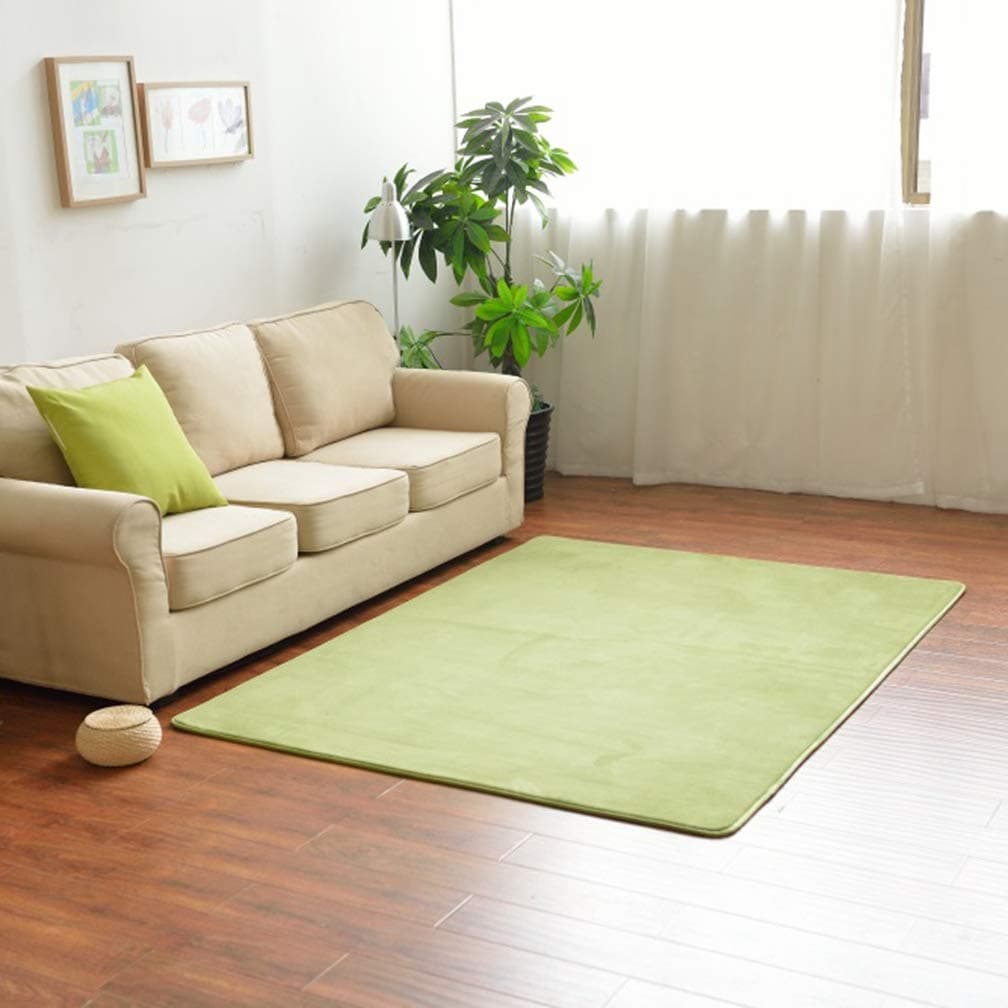 MOXIC Solid Rectangular Area Rugs Soft Living Room Children Bedroom Rug Coral Fleece Anti-Slip Carpets Home Decor Modern Indoor Outdoor Runners Nursery Grass Green 6.5' X 8.2'