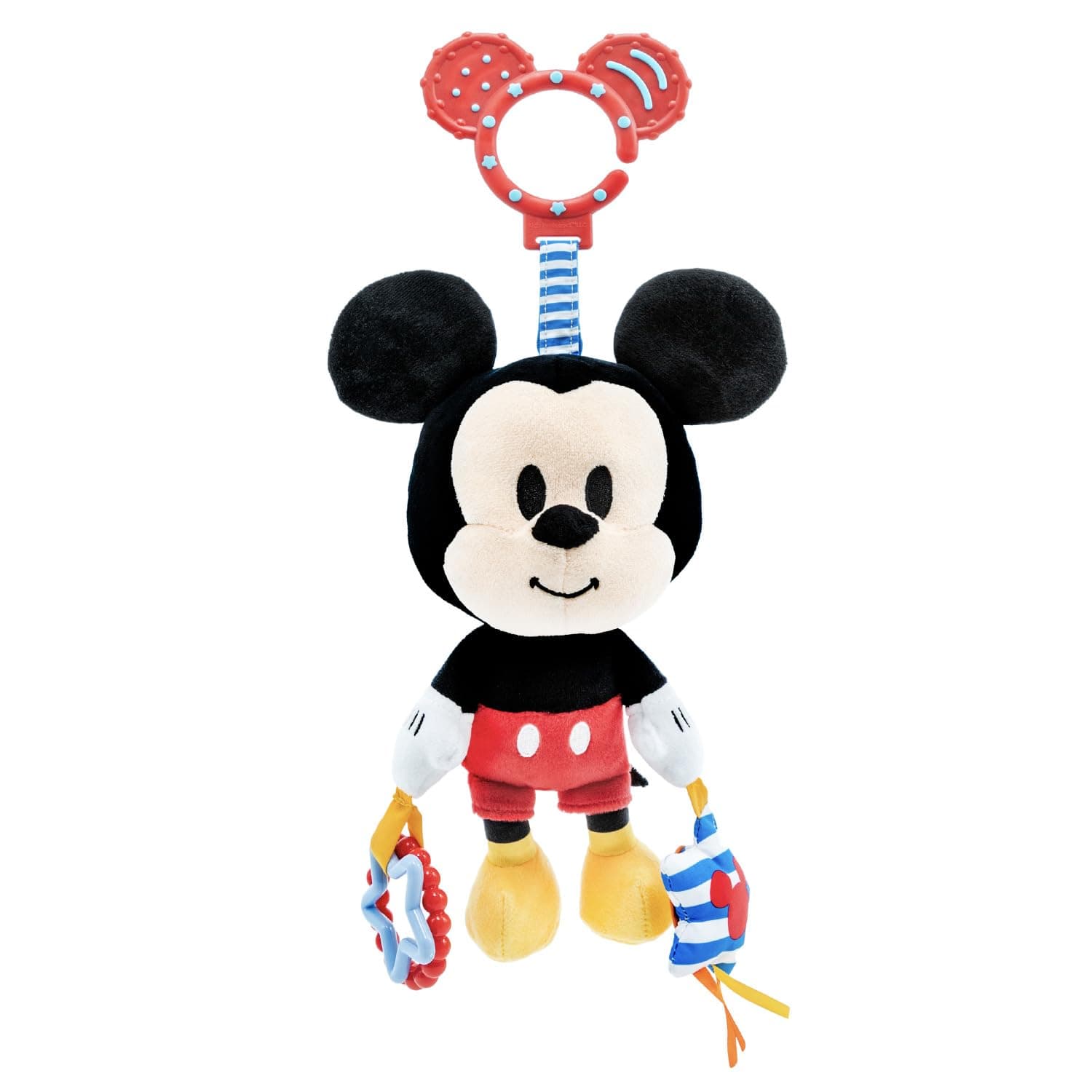 Disney Baby Mickey Mouse On The Go Activity Toy with Teething Rings, Crinkle Sounds, Mirror, and Rattle for Babies and Infants