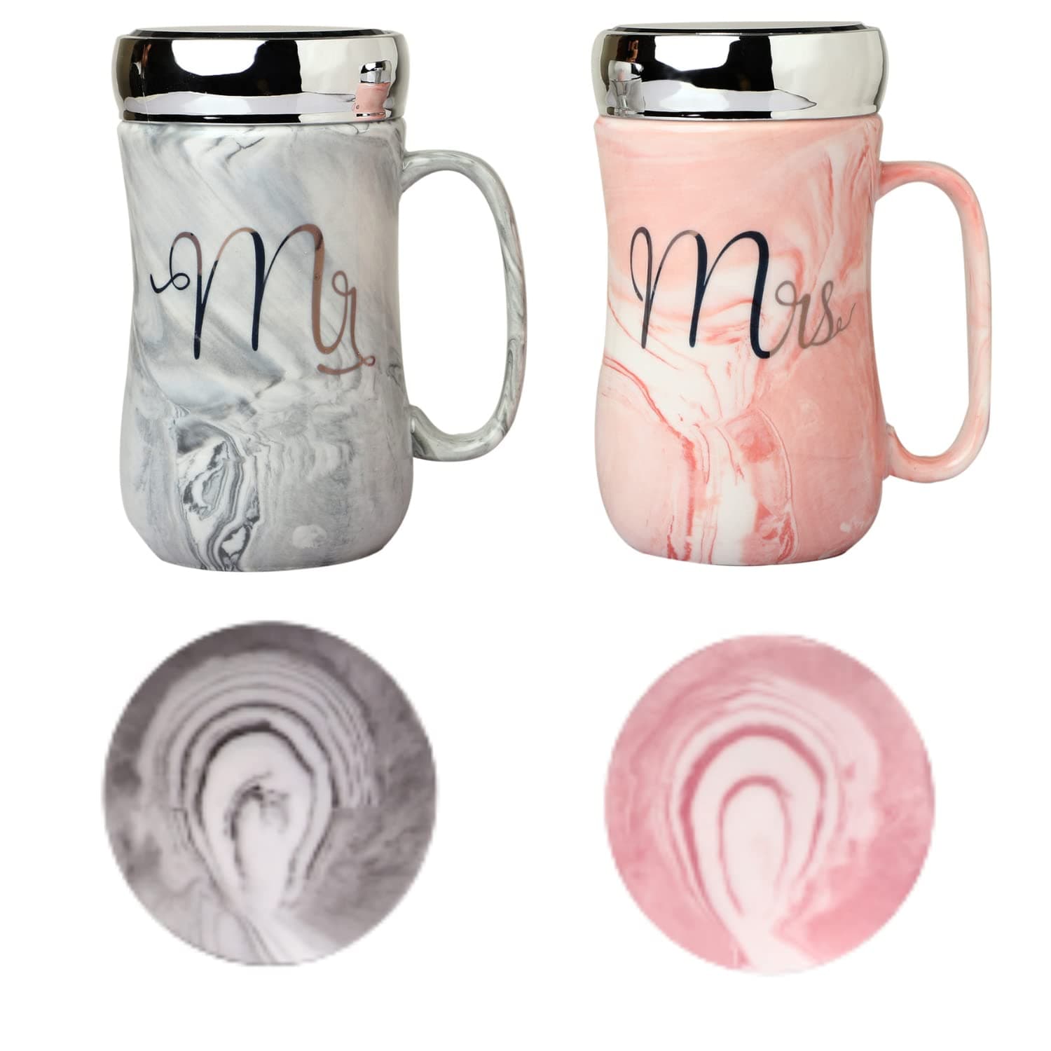 NYRWANA DELIVERING SMILES IN INIDA Coffee Mug, Birthday Gift, Anniversary Gift for Couple Special, Mr and Mrs Ceramic Coffee Mugs Set of 2 with Lid, Free Coasters, Rakhi Gift for Bhai & Bhabhi