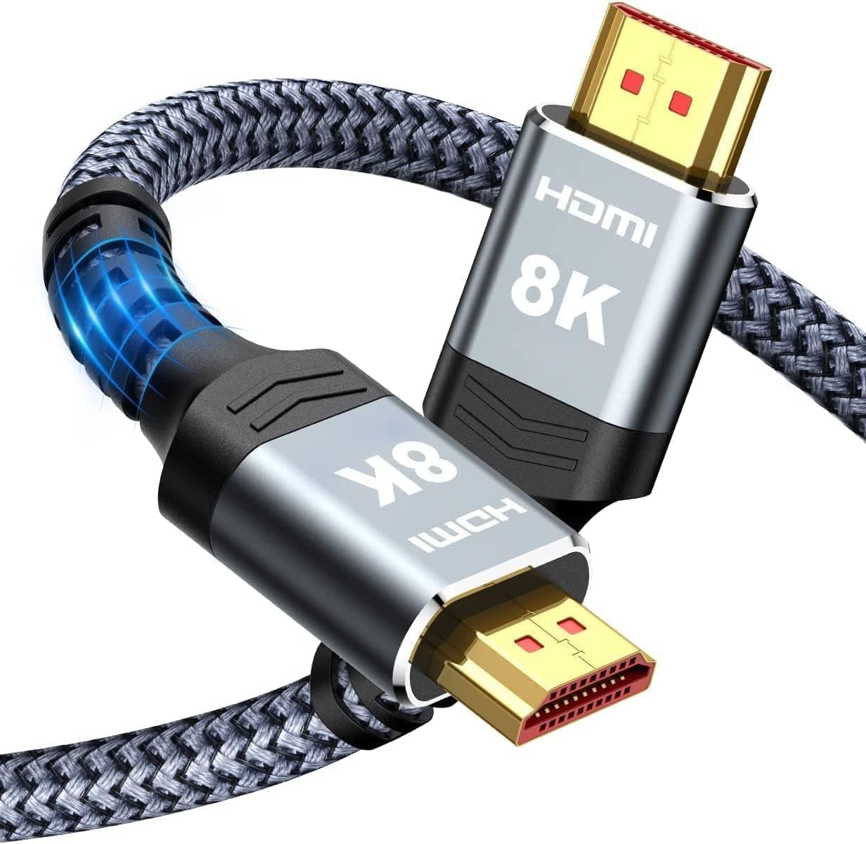 Highwings High Speed 8K 60Hz Short HDMI Cable 1.5FT/0.5M, 2.1 48Gbps HDMI Braided Cable-4K@120Hz 7680P,DTS:X,HDCP 2.2 & 2.3, HDR 10,eARC,Dynamic HDR, Compatible for PS5,Monitor,PC and More