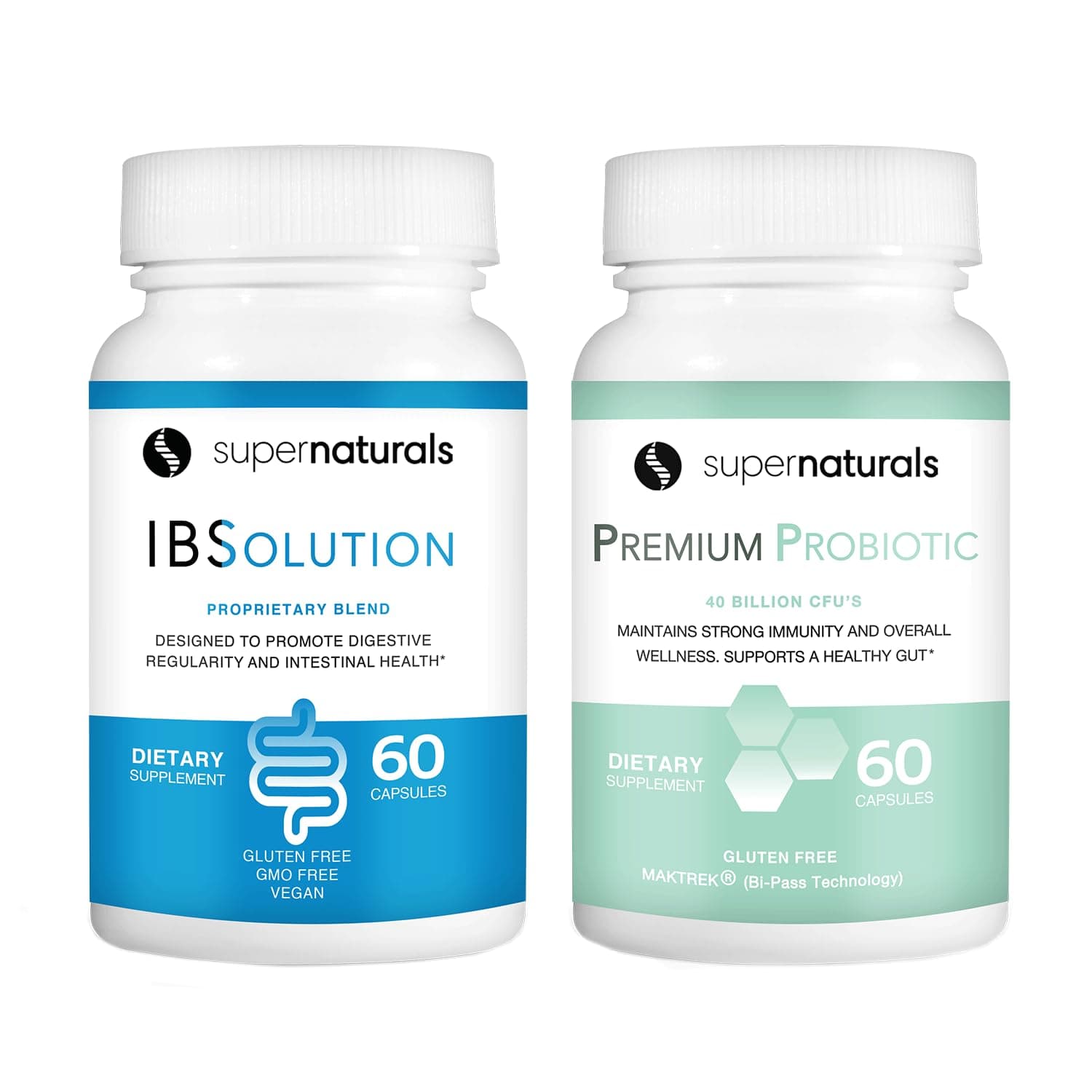 IBSolution Gut Health Bundle: All-Natural Gut Health Support and Premium Probiotics with 40 Billion CFs