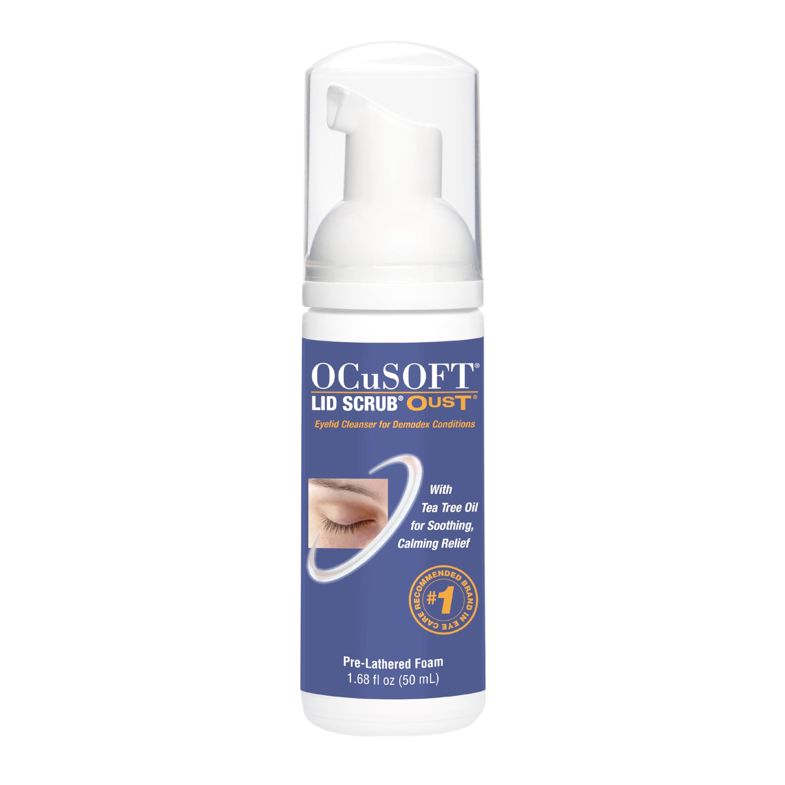 OCuSOFT Oust Demodex Cleanser Extra Strength Foam 50 Milliliters, Tea Tree Oil Foaming Cleanser for Irritated Eyelids Associated with Demodex Mites