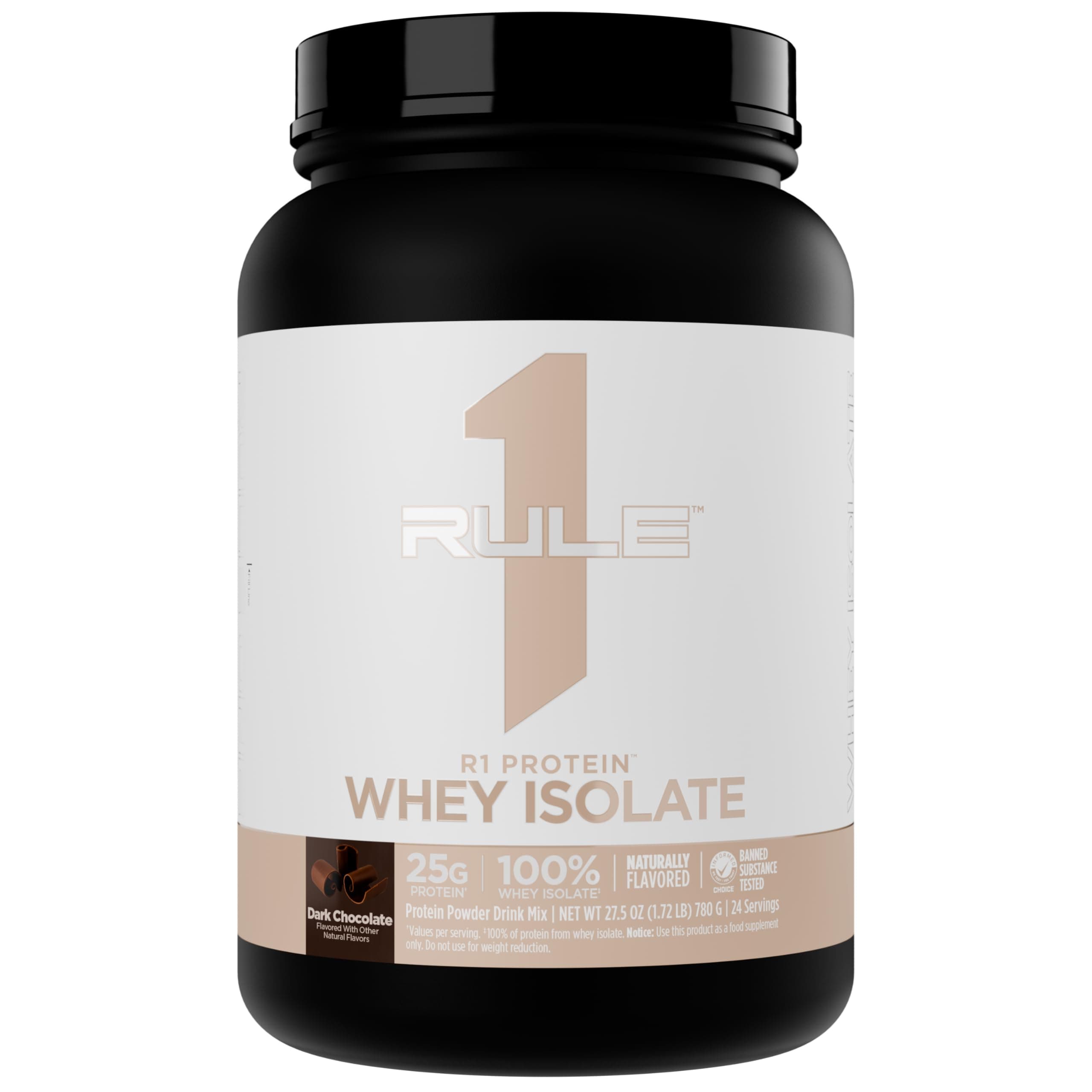 Rule1 1 Whey Protein Powder Dark Chocolate| 25g protein| 24 servings 1.78 Lbs (780 grams)
