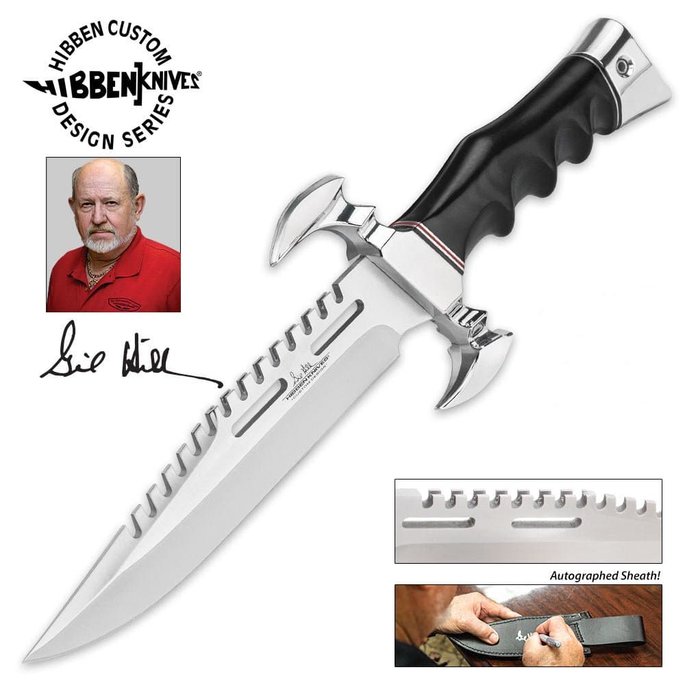 Gil Hibben Autographed Limited Edition MKV Fighter Knife and Sheath