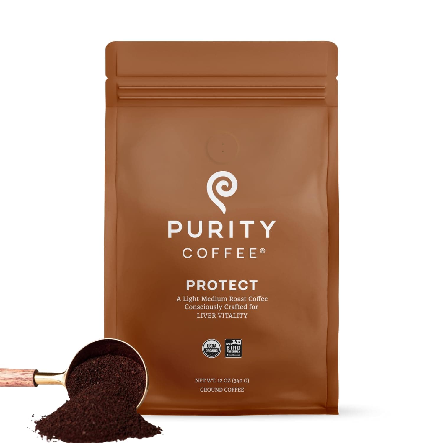 Purity Coffee PROTECT High Antioxidant Light-Medium Roast Ground (12oz Bag) | Specialty-Grade USDA Organic Arabica Blend | Third Party Tested for Mold, Mycotoxins & Pesticides