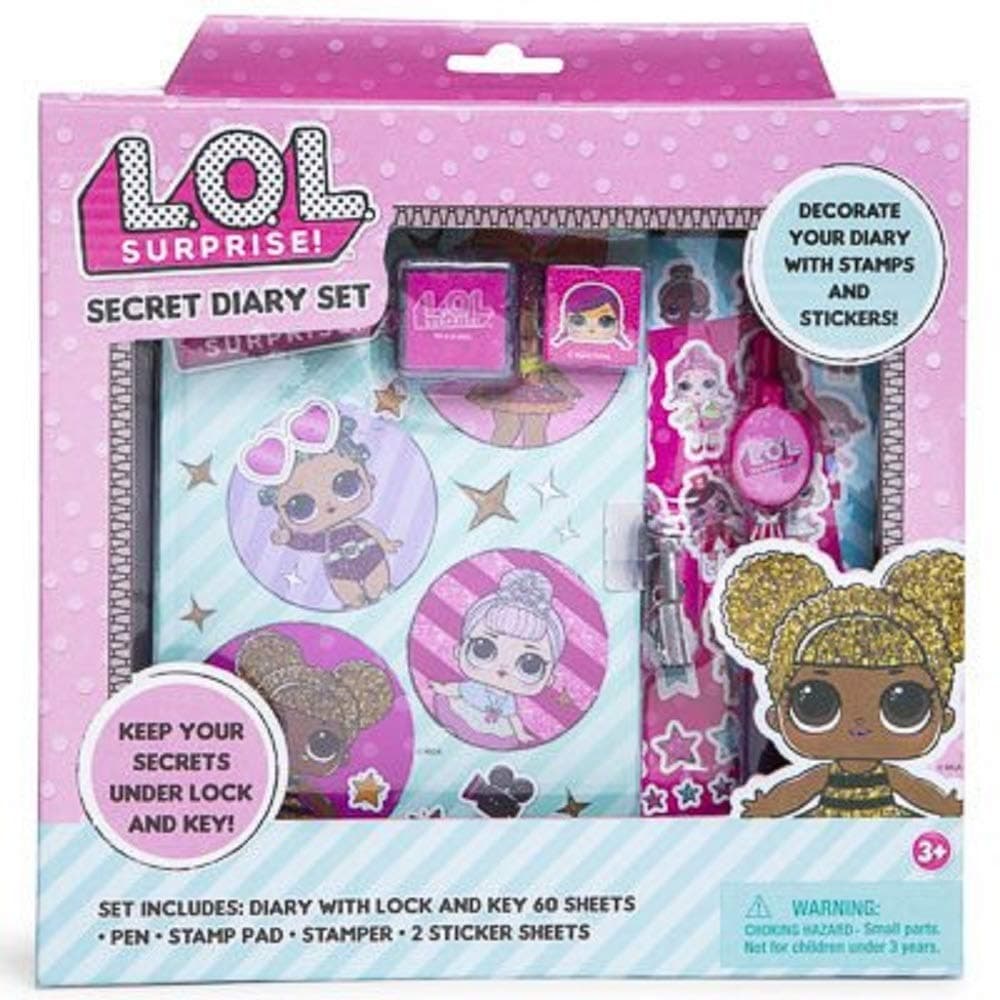 Girl Thoughts Secret Diary with Lock and Keys for Kids – 7” Journal Lined Notebook with Stamps, Stickers and Pen