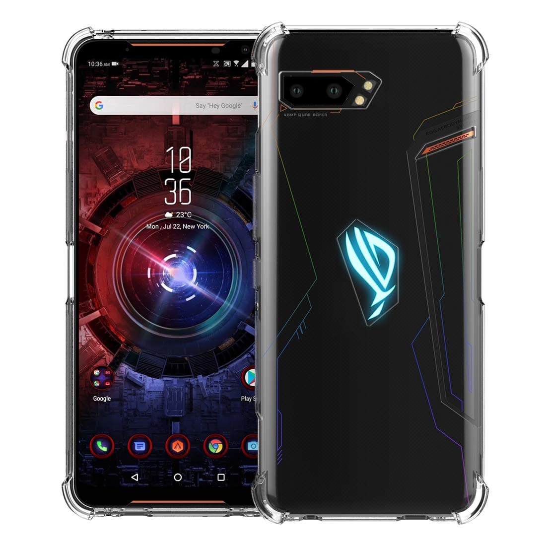Rog Phone 2 Case,Rog Phone 2 Clear Case,Reinforced Corners Slim Soft Silicone TPU Thin Shockproof Bumper Transparent Protective Phone Case Cover for ASUS Rog Phone 2 Case