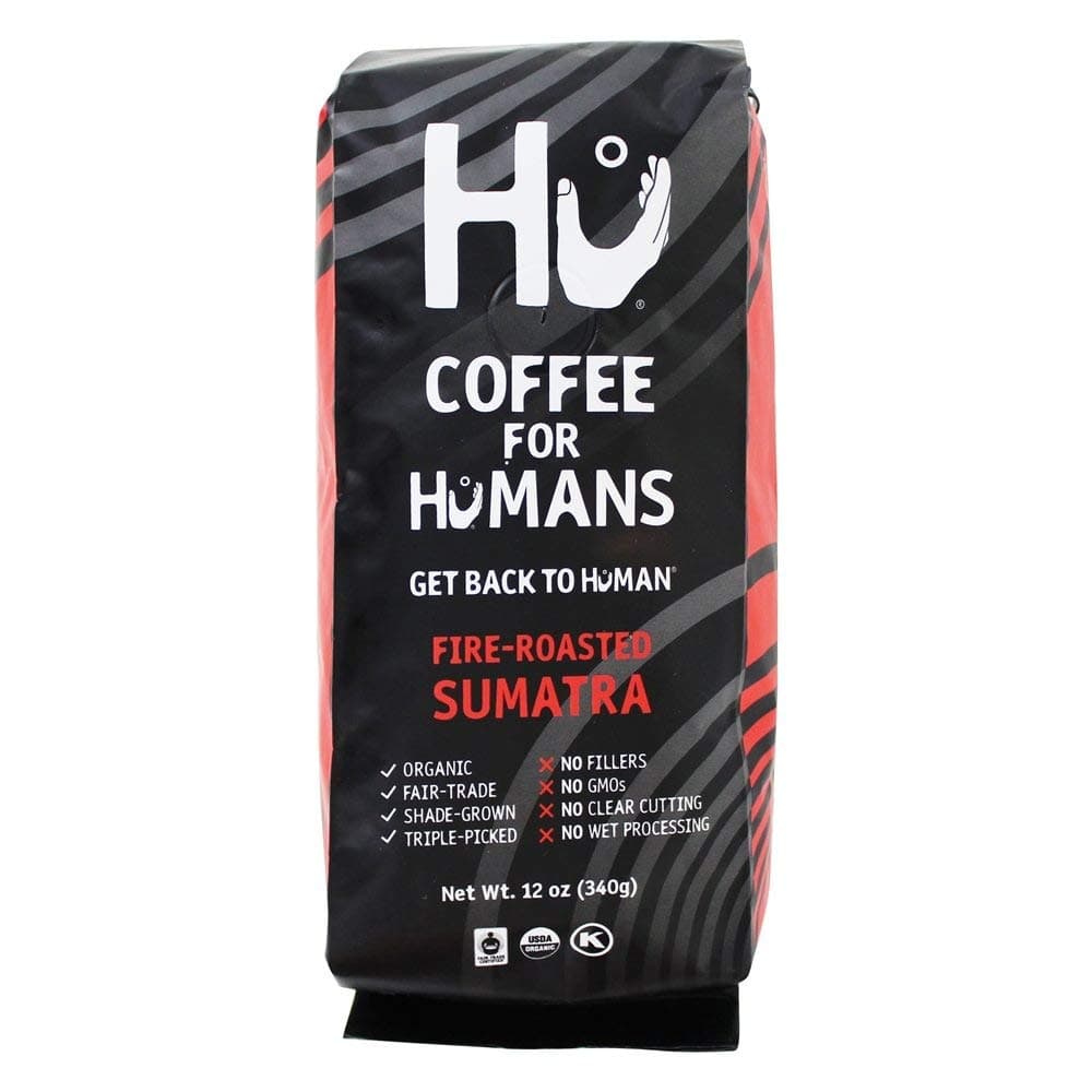 HU Kitchen Organic Coffee - Whole Bean - Fire Roasted Sumatra - Ultra Clean - 12 Ounce Bag