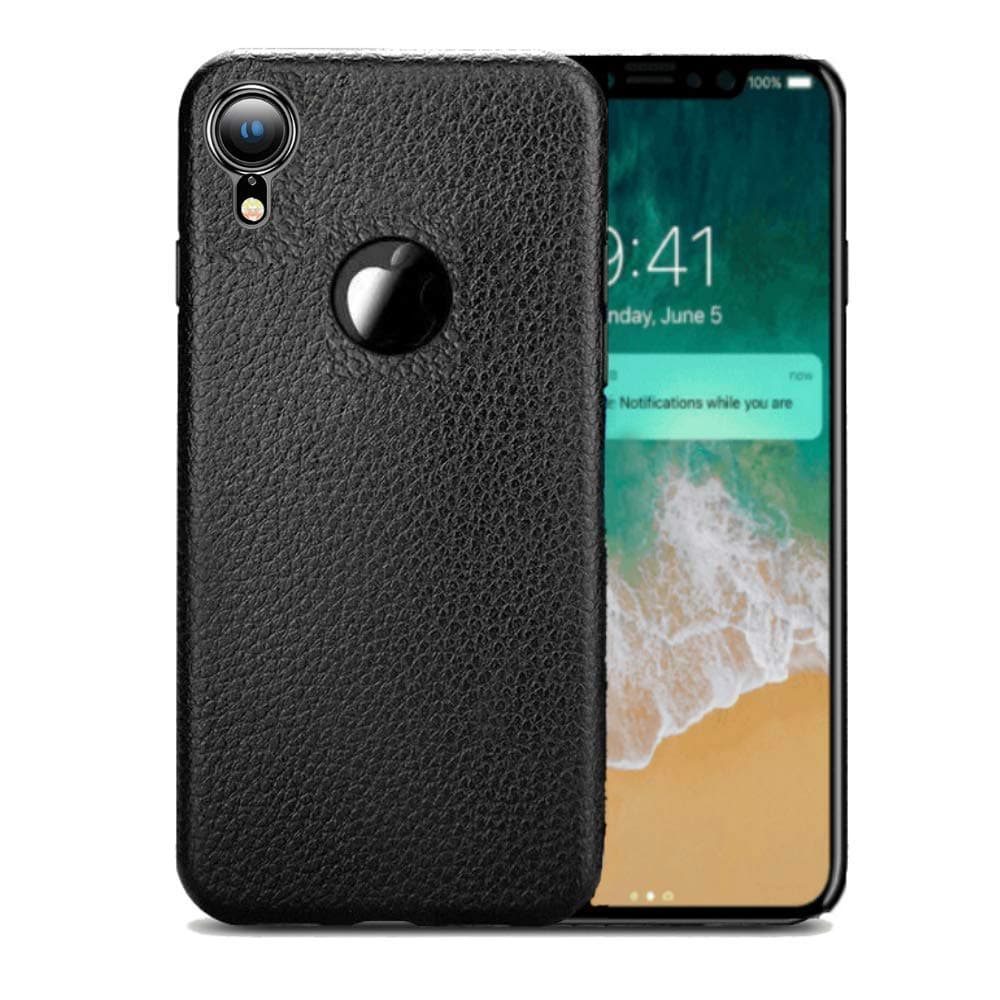 enflamo tpu soft slim ultra thin durable flexible anti-scratch full protective back cover for iphone xr - textured black - Black