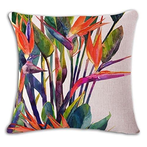 Tropical Plants Printed Cotton Linen Decorative Throw Pillow Case Sofa Home Decor Cushion Cover