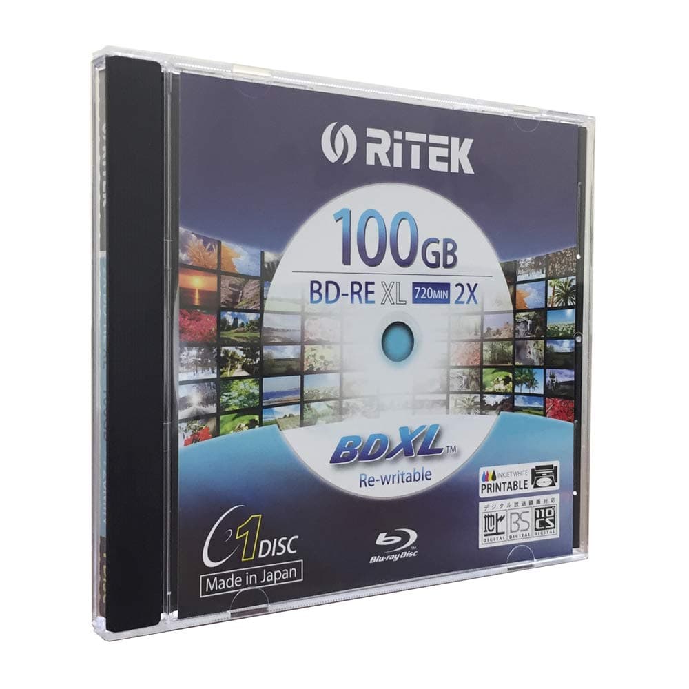 Ritek BD-RE XL Rewritable BDXL 100GB Triple Layers 2X White Inkjet Hub Printable Blank Disc