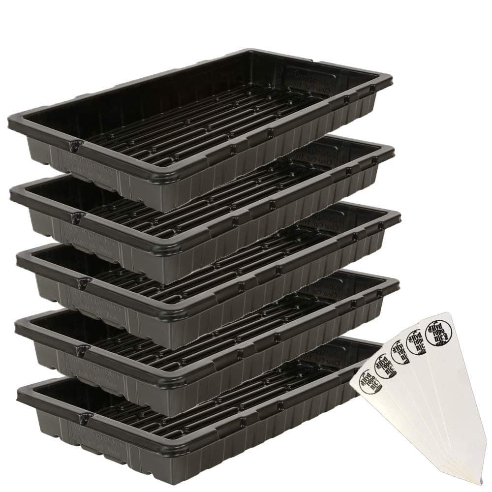 Super Sprouter 1020 Trays | Extra Strength No Holes | for Propagation Seed Starter, Plant Germination, Seedling Flat, Fodder, Microgreens | 5 Pack + THCity Stakes