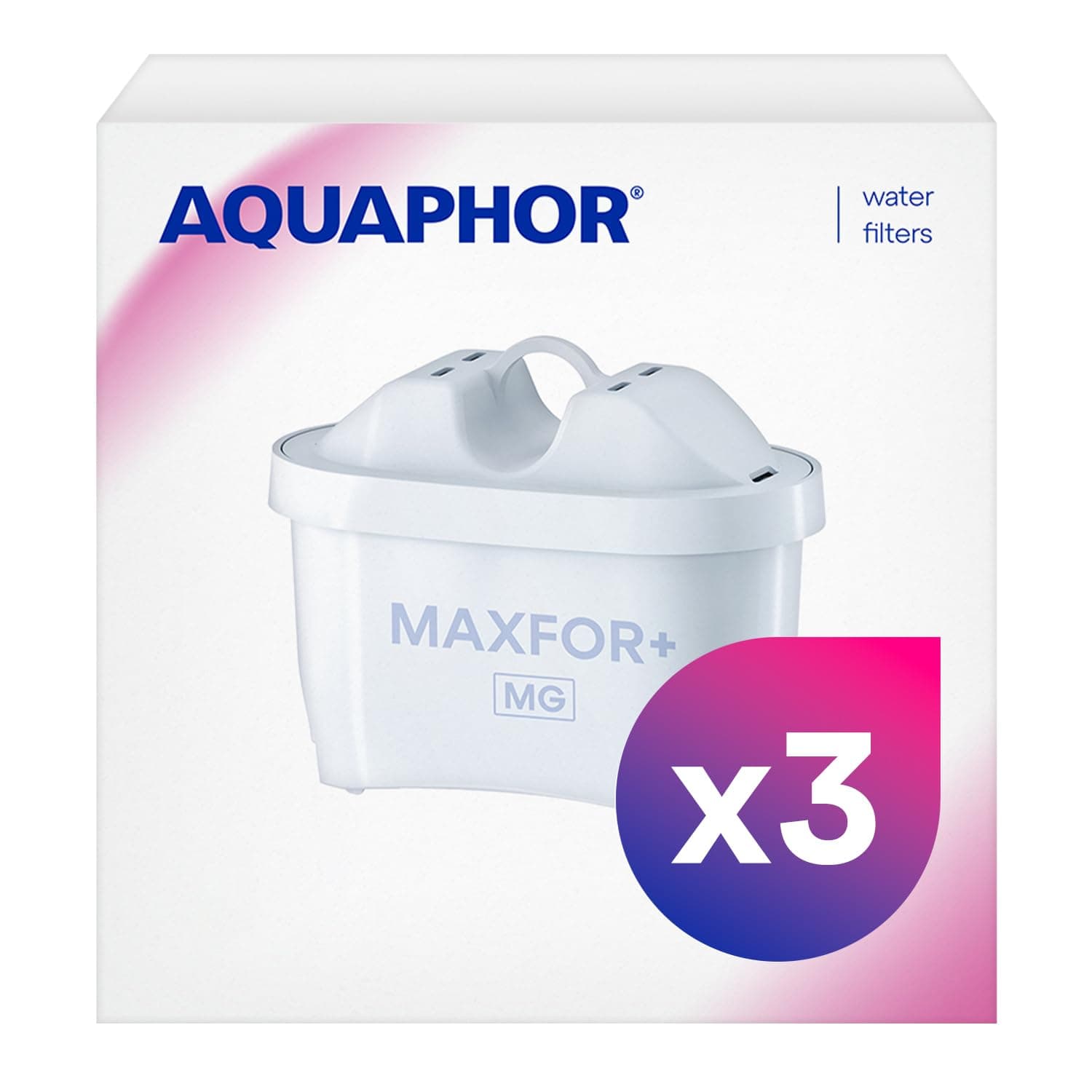 AQUAPHOR Maxfor+ Replacement Filter with Magnesium Cartridge Pack of 3 - Compatible with All Aquaphor Maxfor+ Filter jugs and Brita Maxtra+ Reduces limescale, Chlorine and Other impurities.