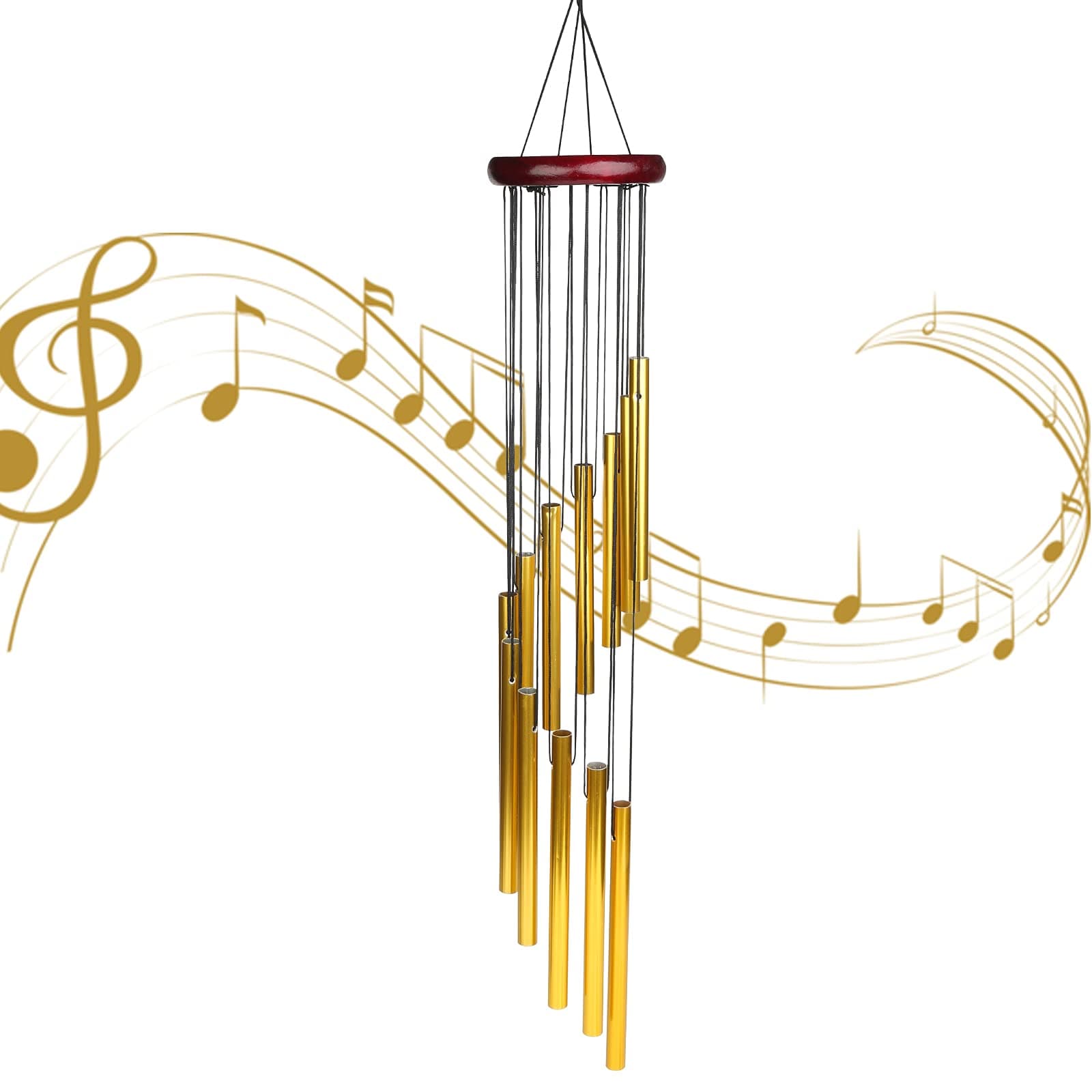 Wind Chimes Garden Wind Chime with 12 Aluminum Tubes Wind Chimes Outdoor with S Hook Stepped Wind Chimes for Garden, Balcony, LIving Room, Yard, Terrace