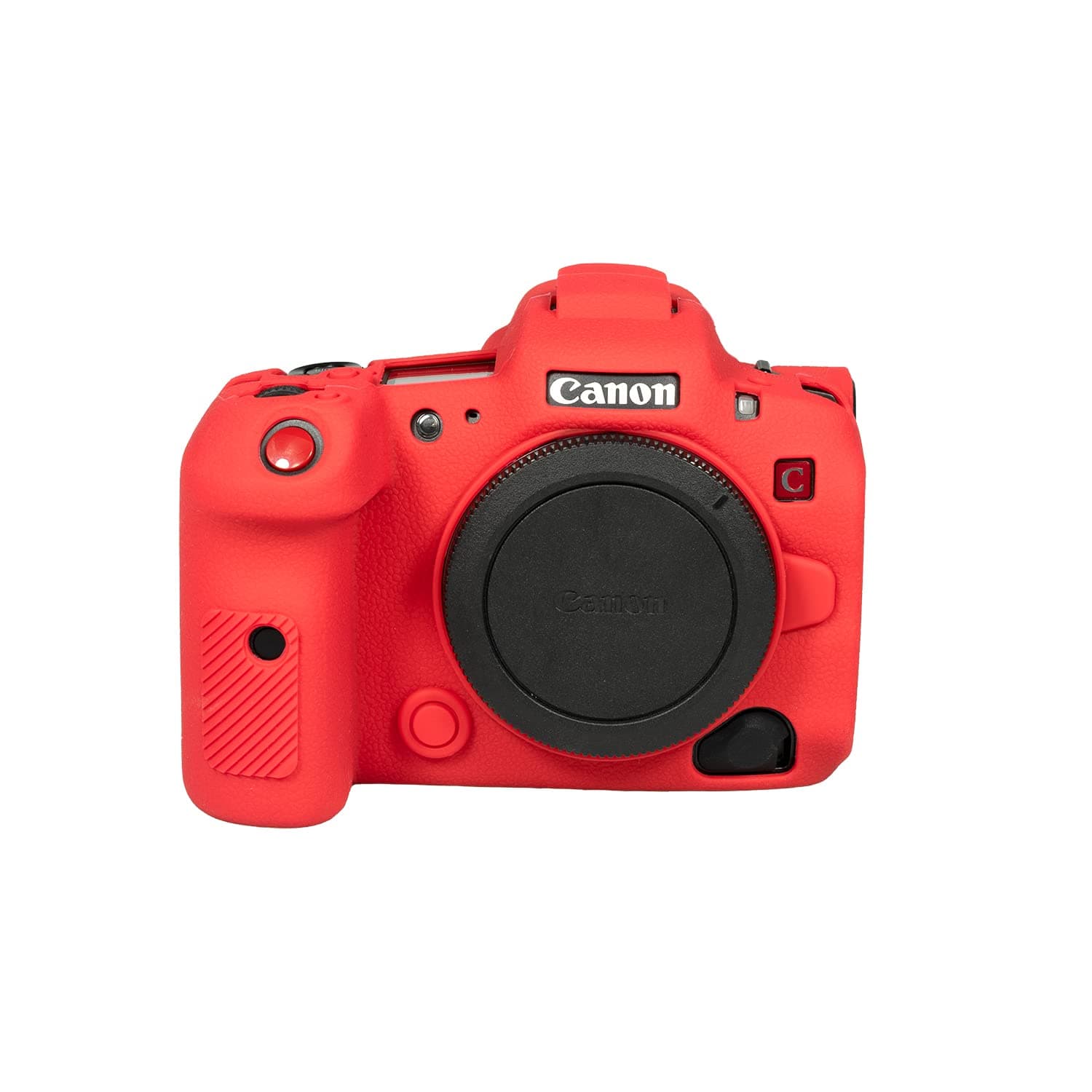 Camera Case for Canon R5C - Protective Silicone DSLR Skin Cover, Detachable Cage, Shockproof, Dustproof (Red)