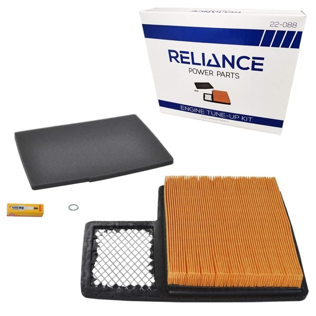 Performance Plus Carts Golf Cart Tune Up Kit Compatible with Yamaha Drive2 4-Cycle Gas Golf Carts | Engine Maintenance Kit | Includes Air Filter, Foam Pre-Filter, Spark Plug, Crush Washer
