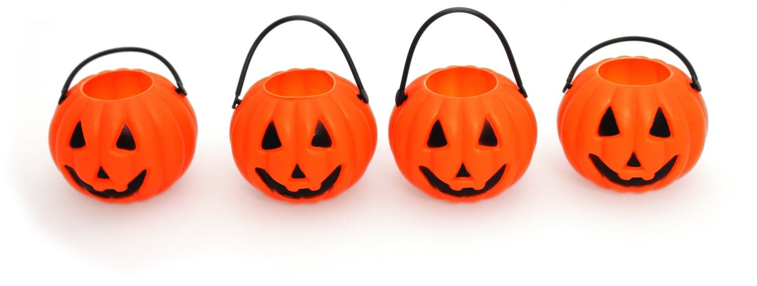 Halloween Mini Plastic Pumpkin Bucket - Pack of 4