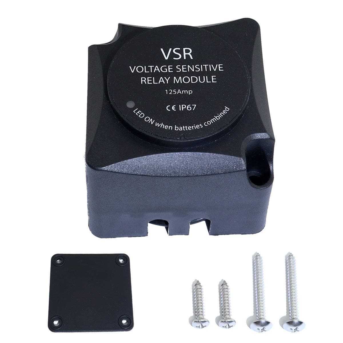 Boeray 12V 125 Amp Voltage Sensitive Relay (VSR) Automatic Charging Relay Dual Smart Battery Isolator Specially Designed for ATV UTV Boats RV's Campers Waterproof IP67 Black