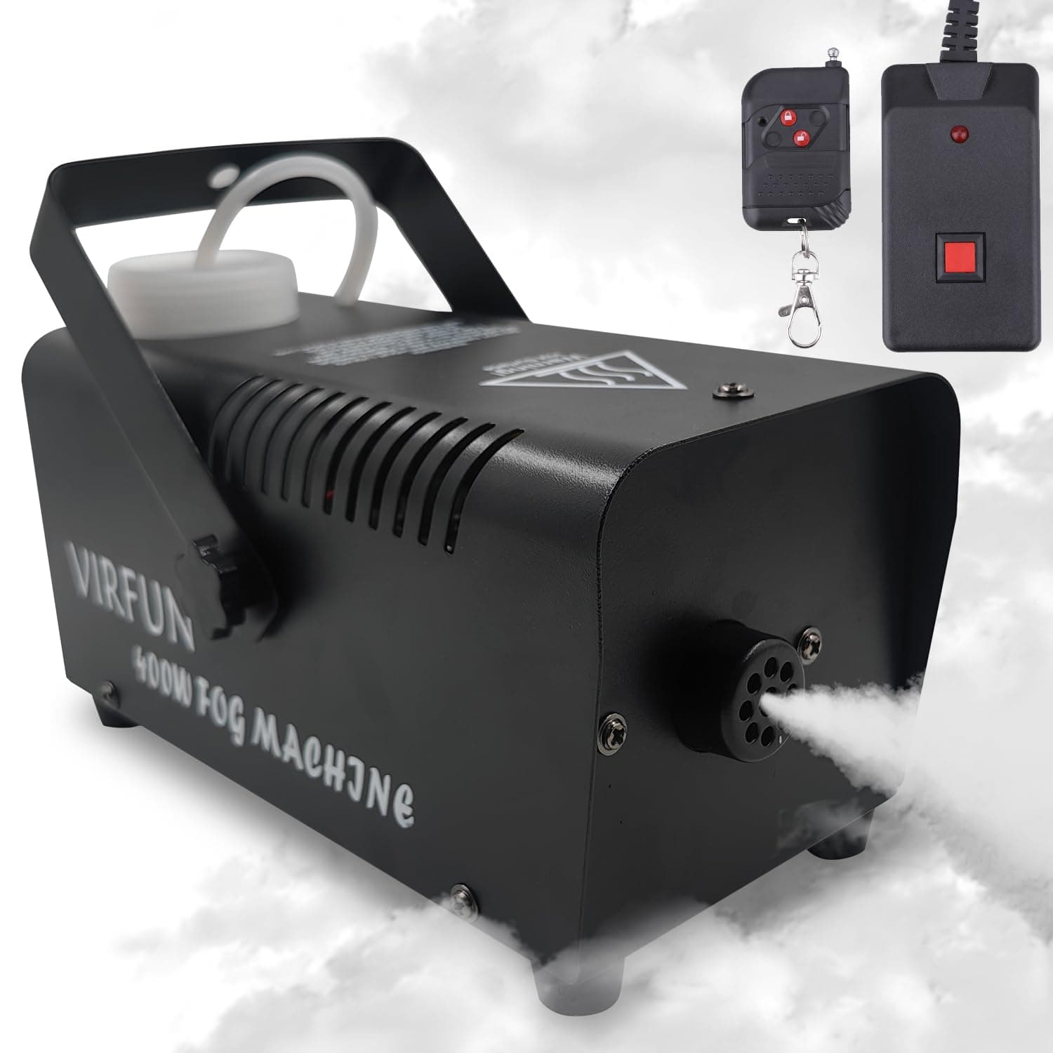 Portable Halloween and Party Fog Machine with Wireless Remote Control，VIRFUN Smoke machine for Holidays, Weddings with Overheat Protection