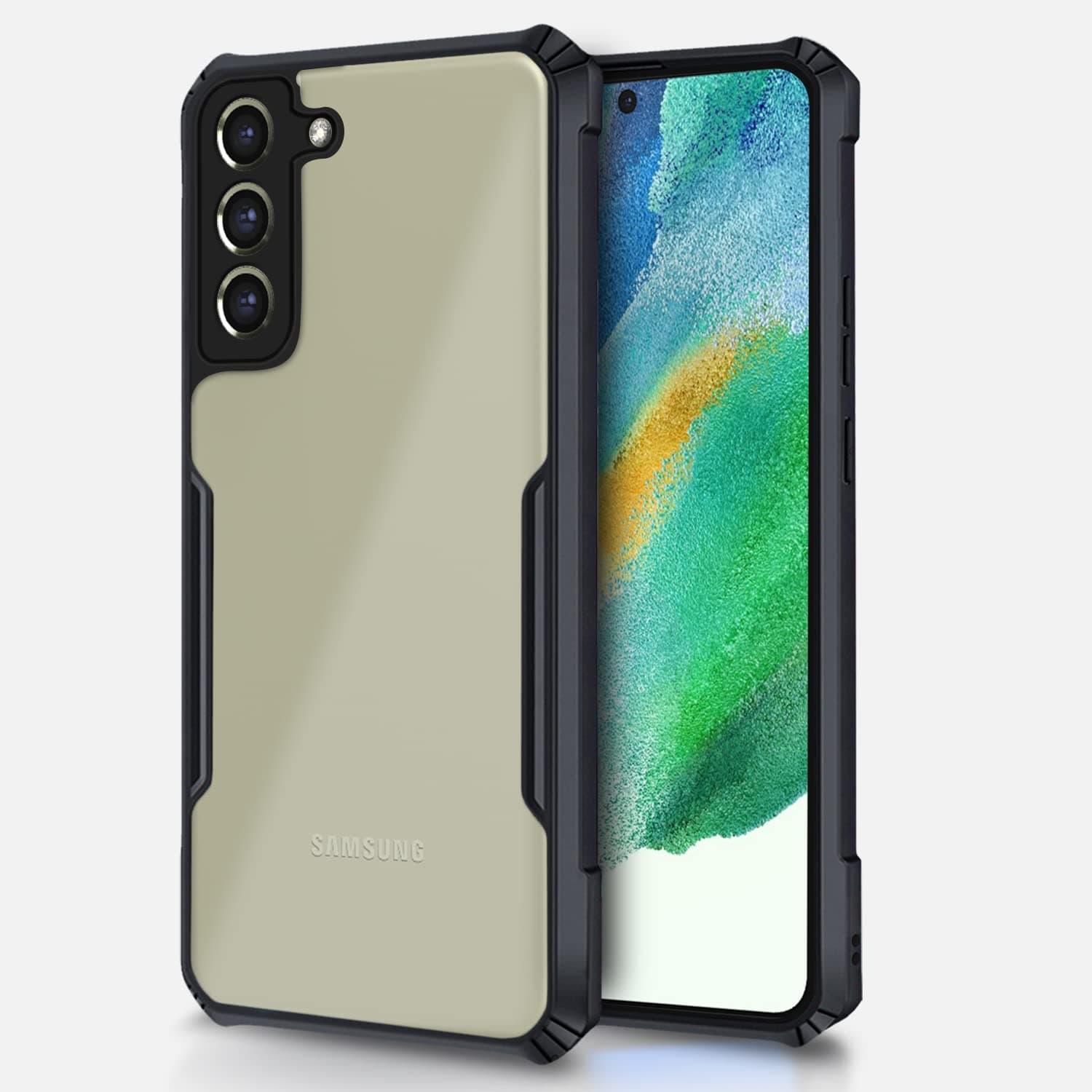 Pikkme Samsung Galaxy S21 Fe 5G Back Cover | Crystal Clear Transparent Back | Ultra Hyrbid | Full Camera Protection | Raised Edge | Bumper Back Case for Samsung Galaxy S21 Fe 5G (Plastic, Black)