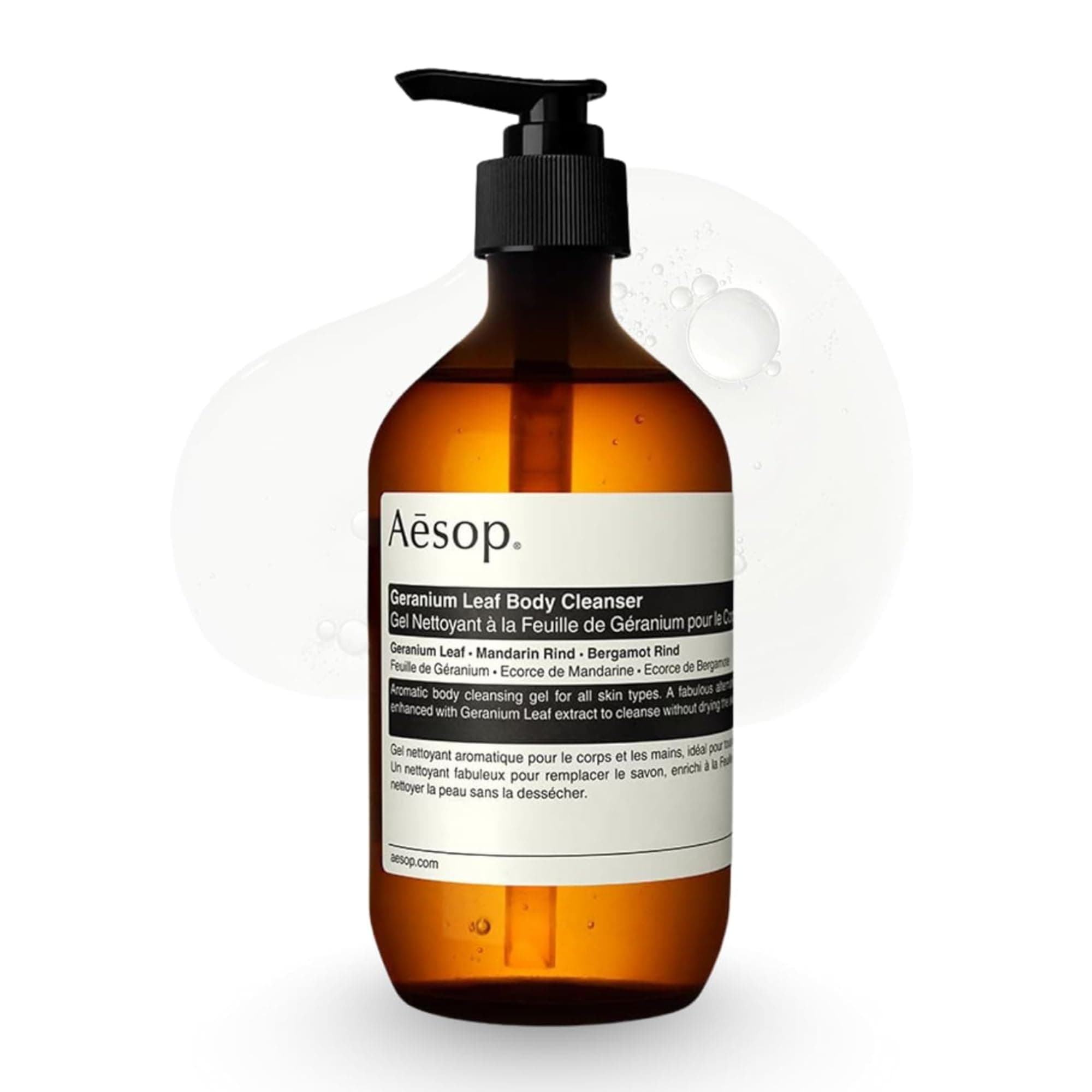 Aesop Geranium Leaf Body Cleanser | For All Skin Types To Cleanse Without Drying Out | Geranium Leaf, Mandarin Rind, Bergamot Rind | 16.9 oz / 500mL