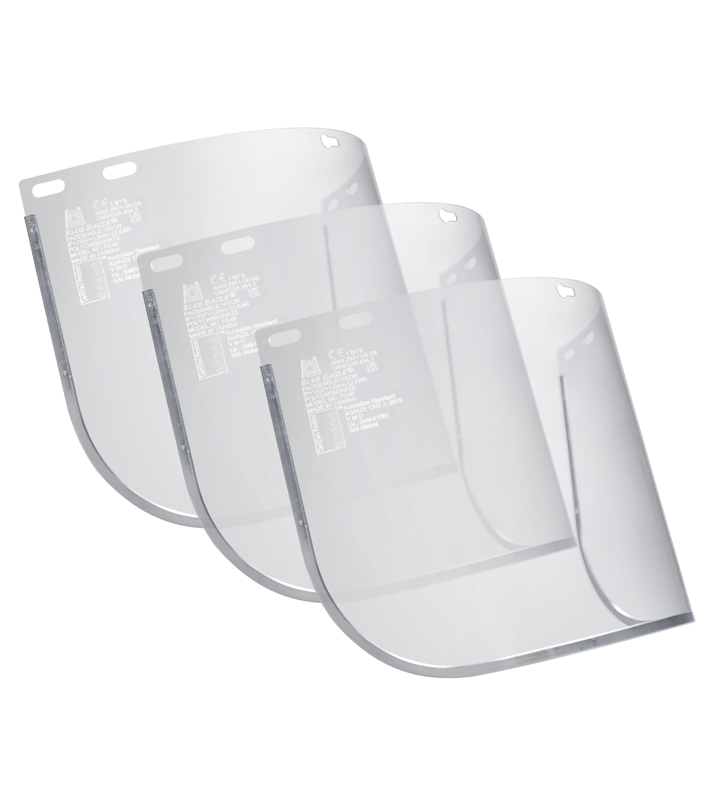 Blue Eagle Faceshield Replacement Visors (FC48) | Clear | High Impact Extrusion-grade Polycarbonate | 3 PCS